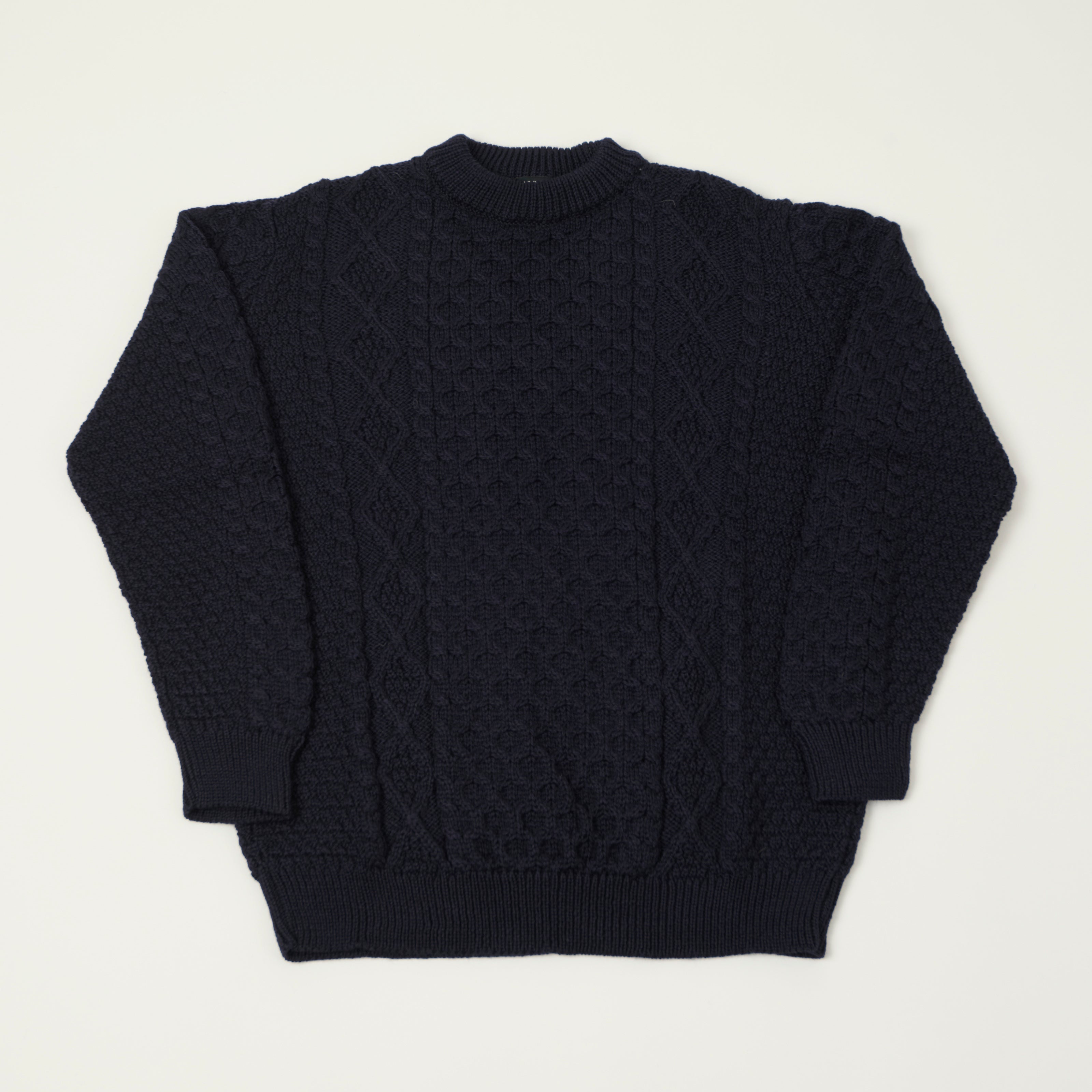 Gloverall Aran Cable Knit Jumper - Navy