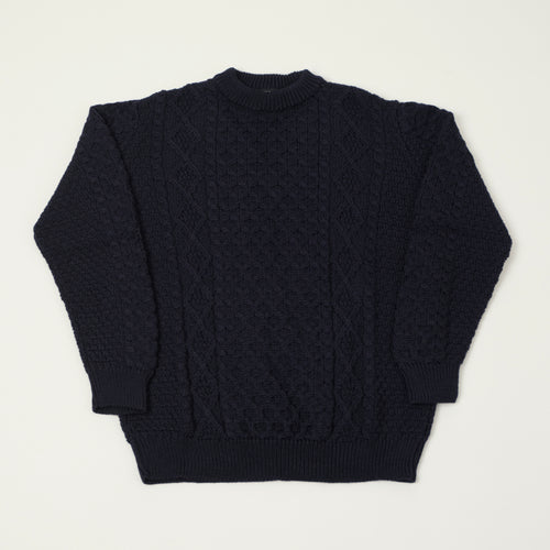 Gloverall Aran Cable Knit Jumper - Navy