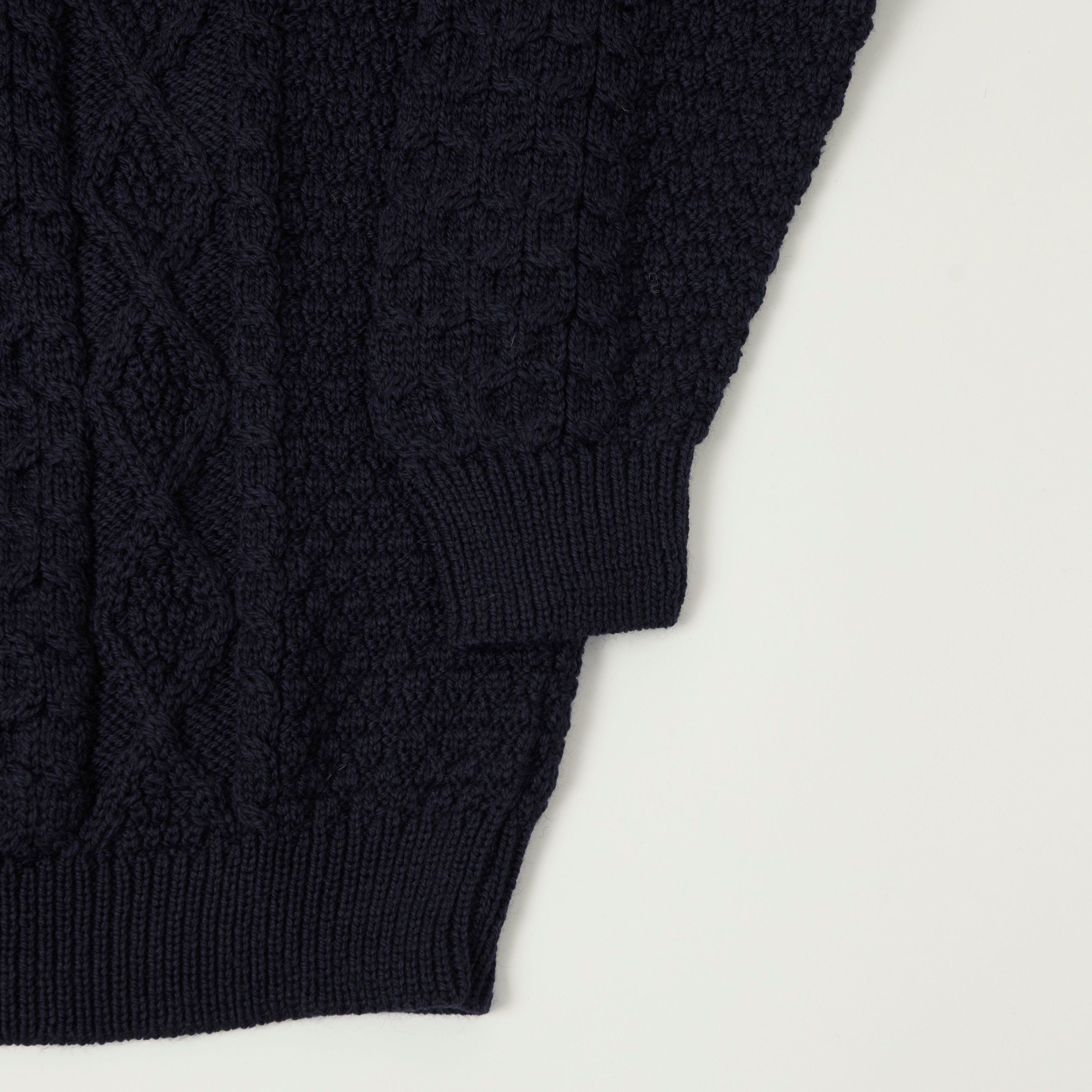 Gloverall Aran Cable Knit Jumper - Navy