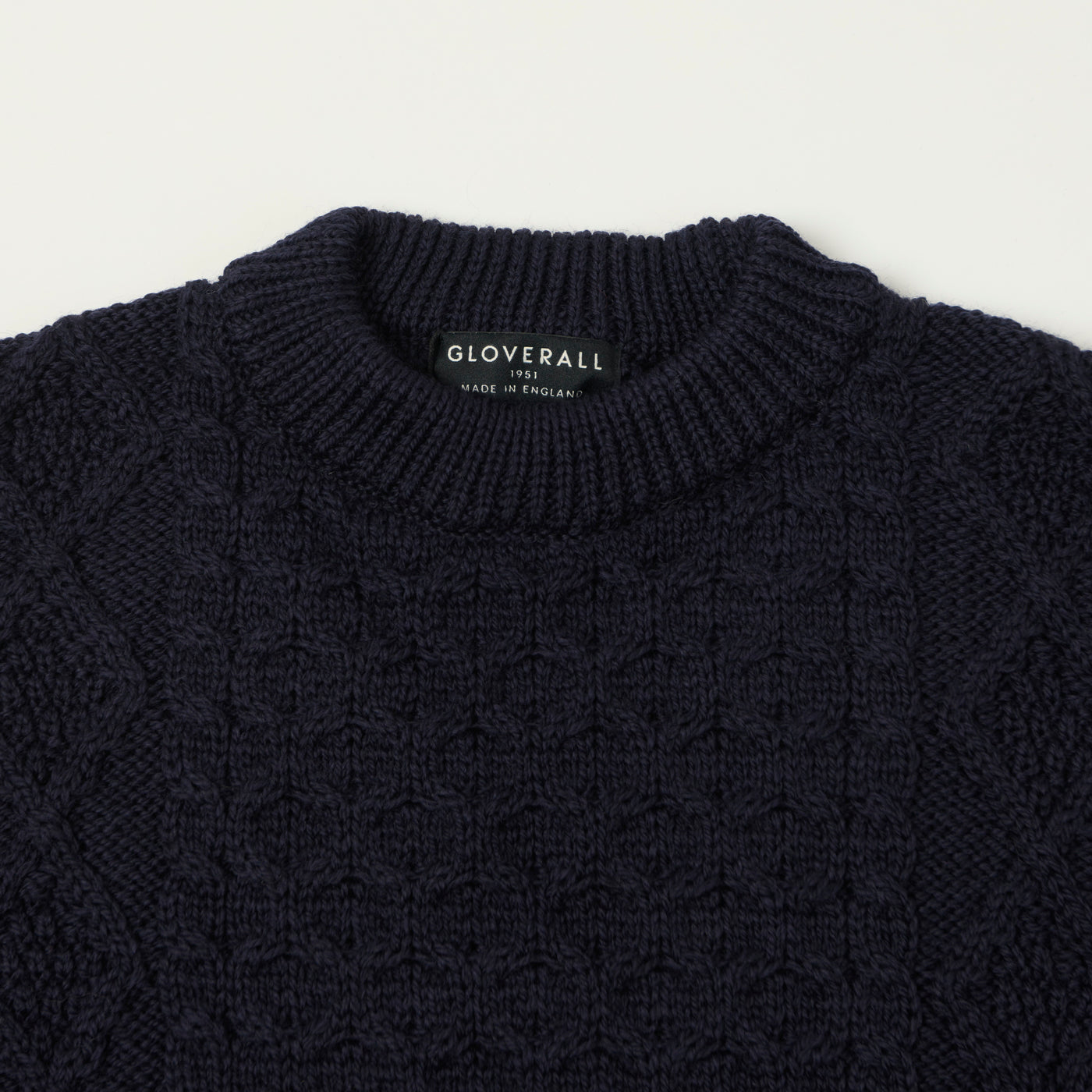 Gloverall Aran Cable Knit Jumper - Navy