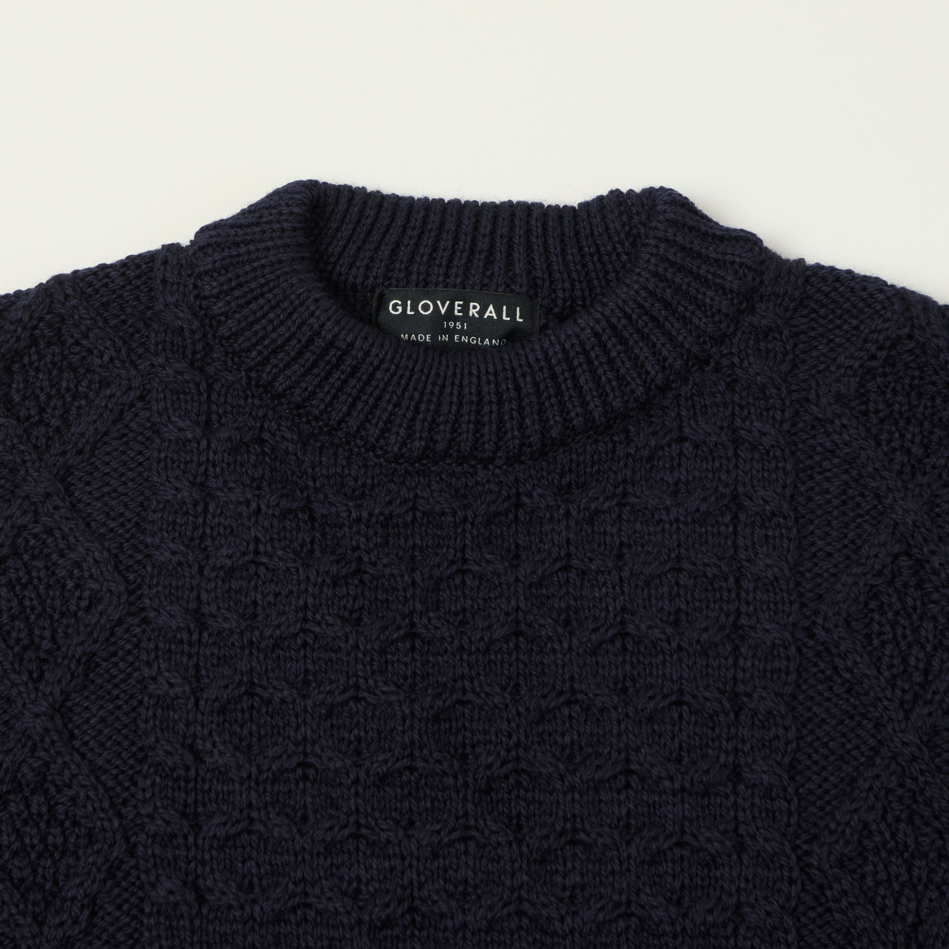 Gloverall Aran Cable Knit Jumper - Navy
