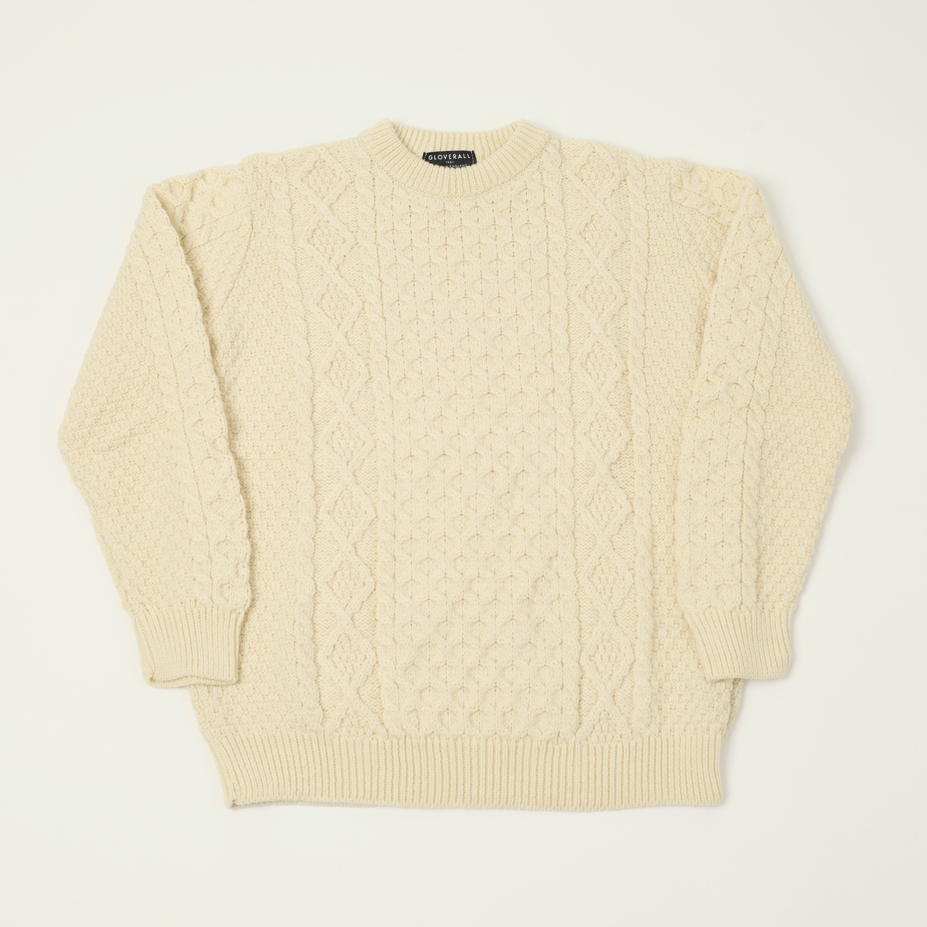 Gloverall Aran Cable Knit Jumper - Ecru