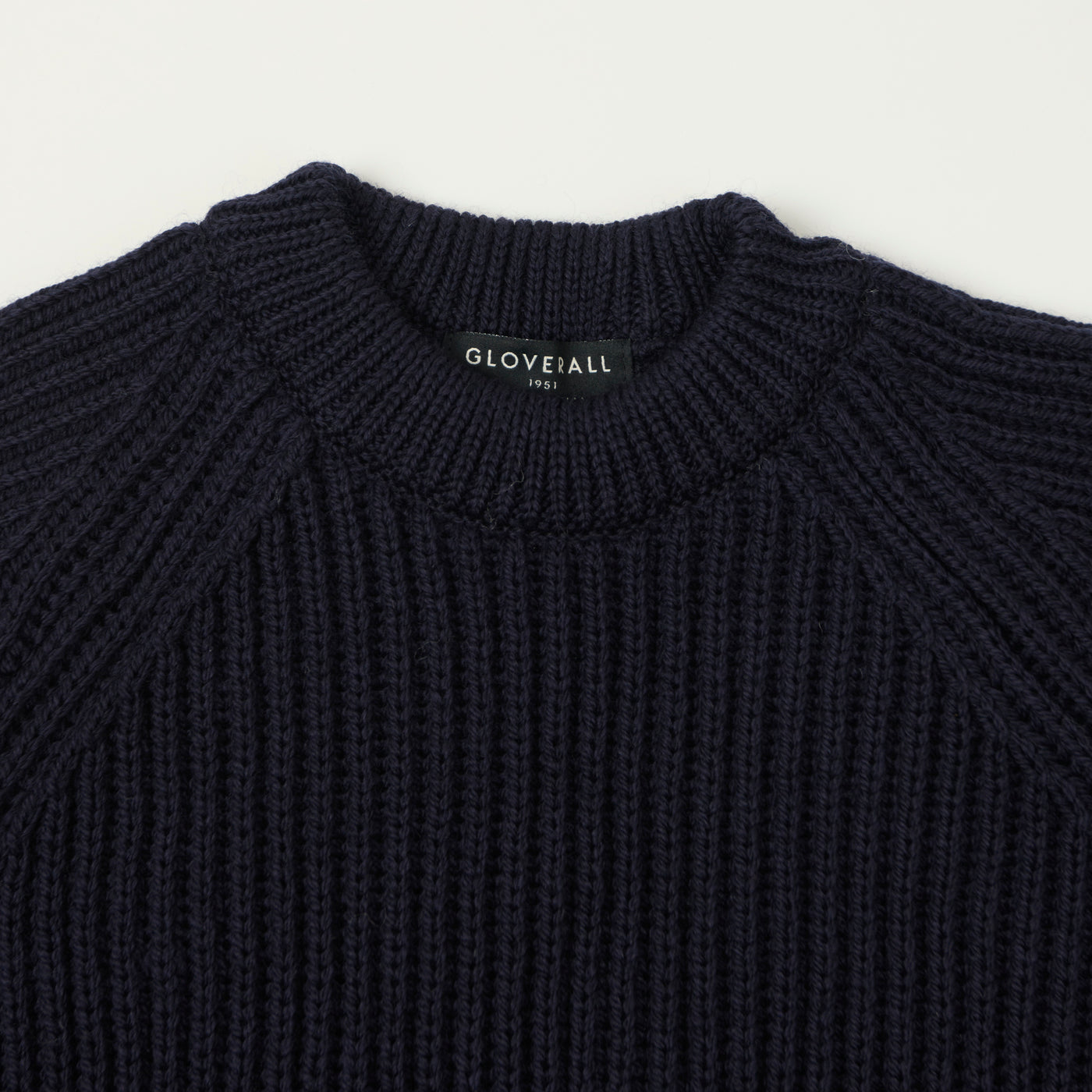 Gloverall Ribbed Fisherman Knit Jumper - Navy