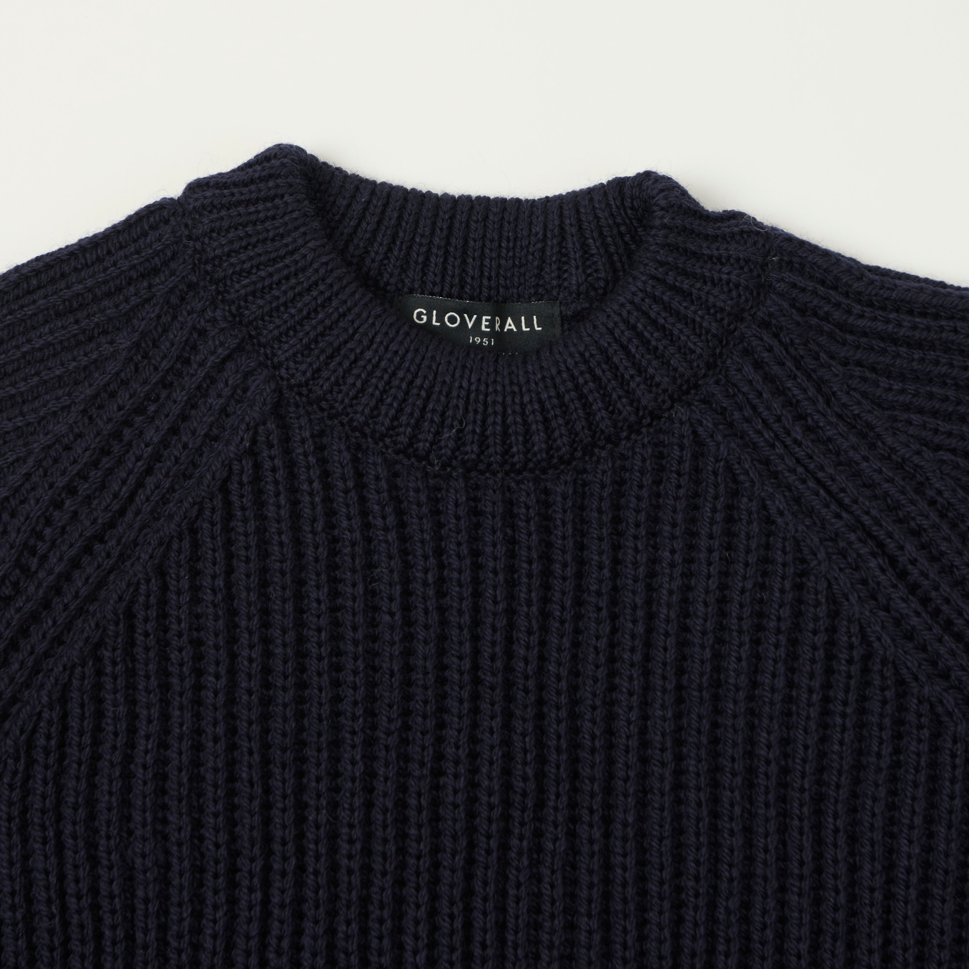 Gloverall Ribbed Fisherman Knit Jumper - Navy