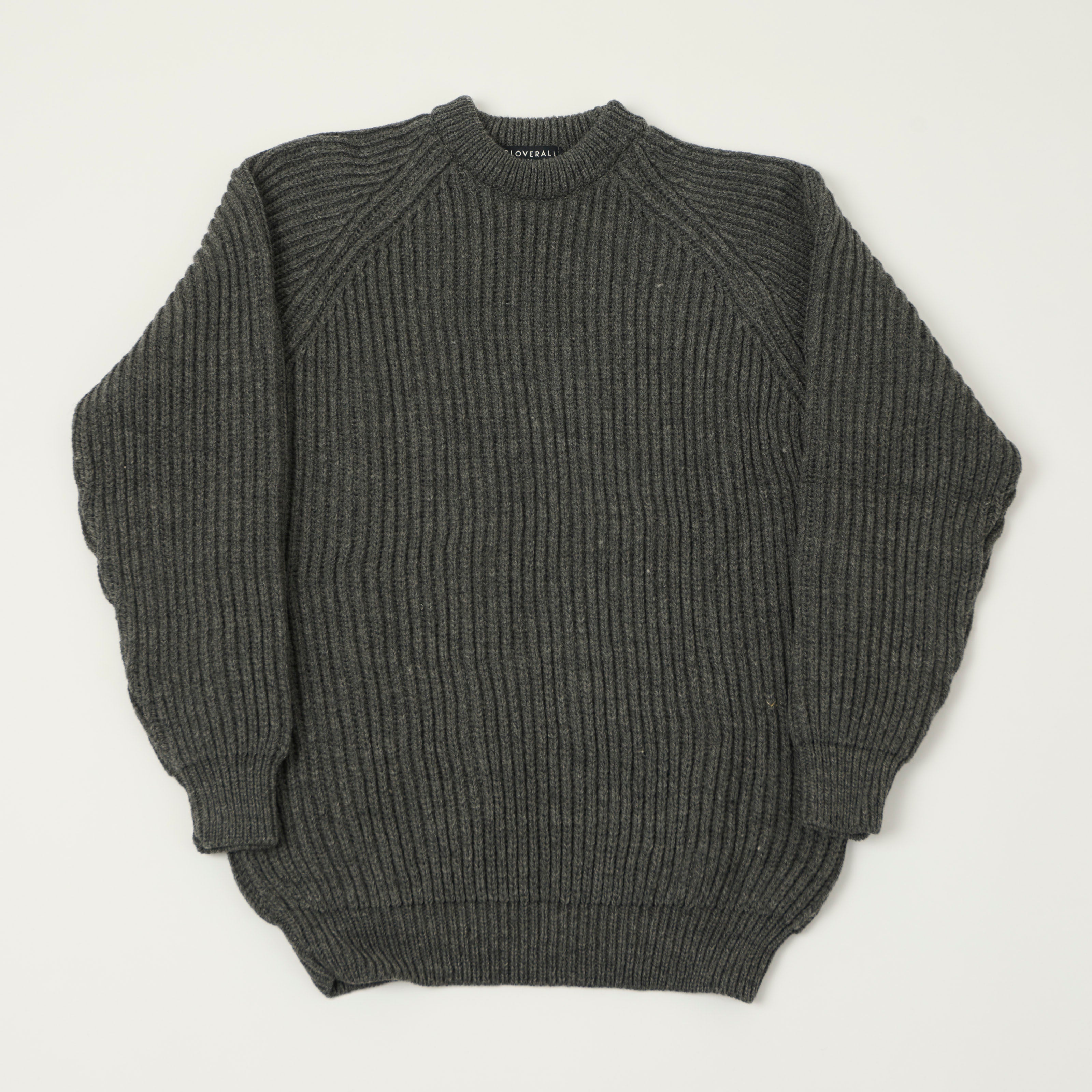 Gloverall Ribbed Fisherman Knit Jumper - Grey