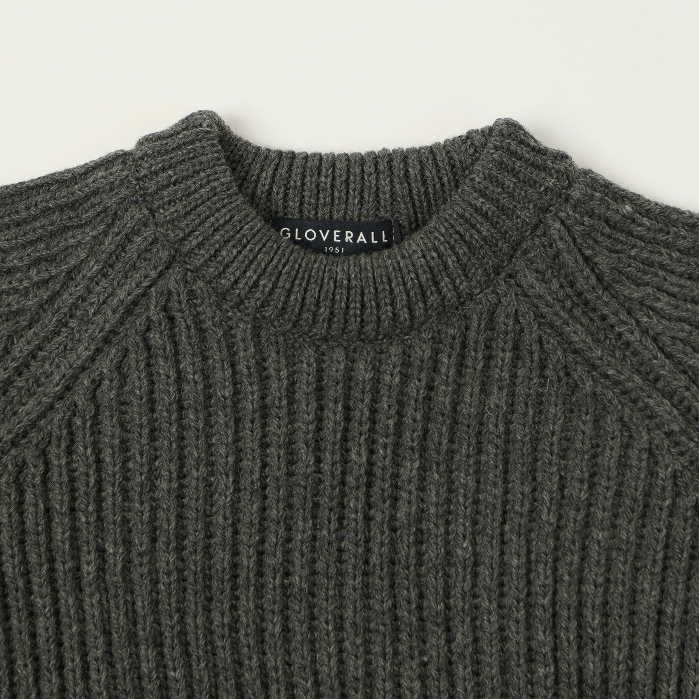 Gloverall Ribbed Fisherman Knit Jumper - Grey