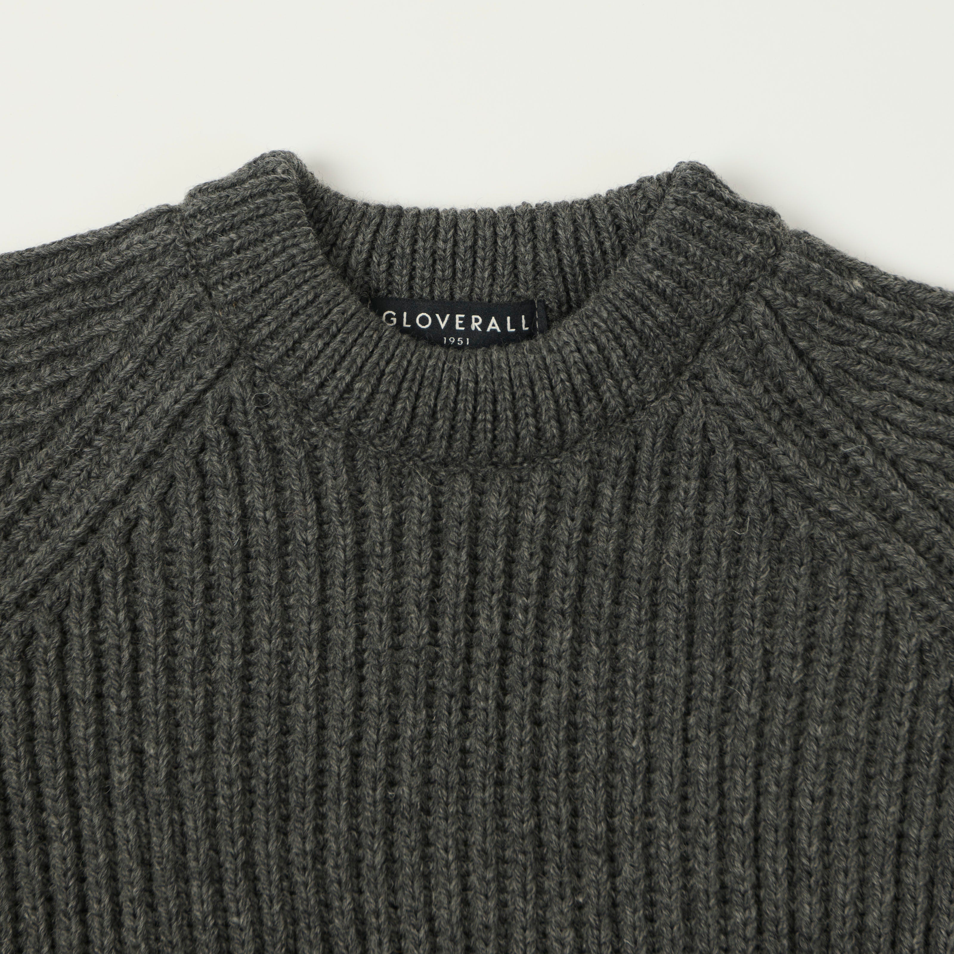 Gloverall Ribbed Fisherman Knit Jumper - Grey
