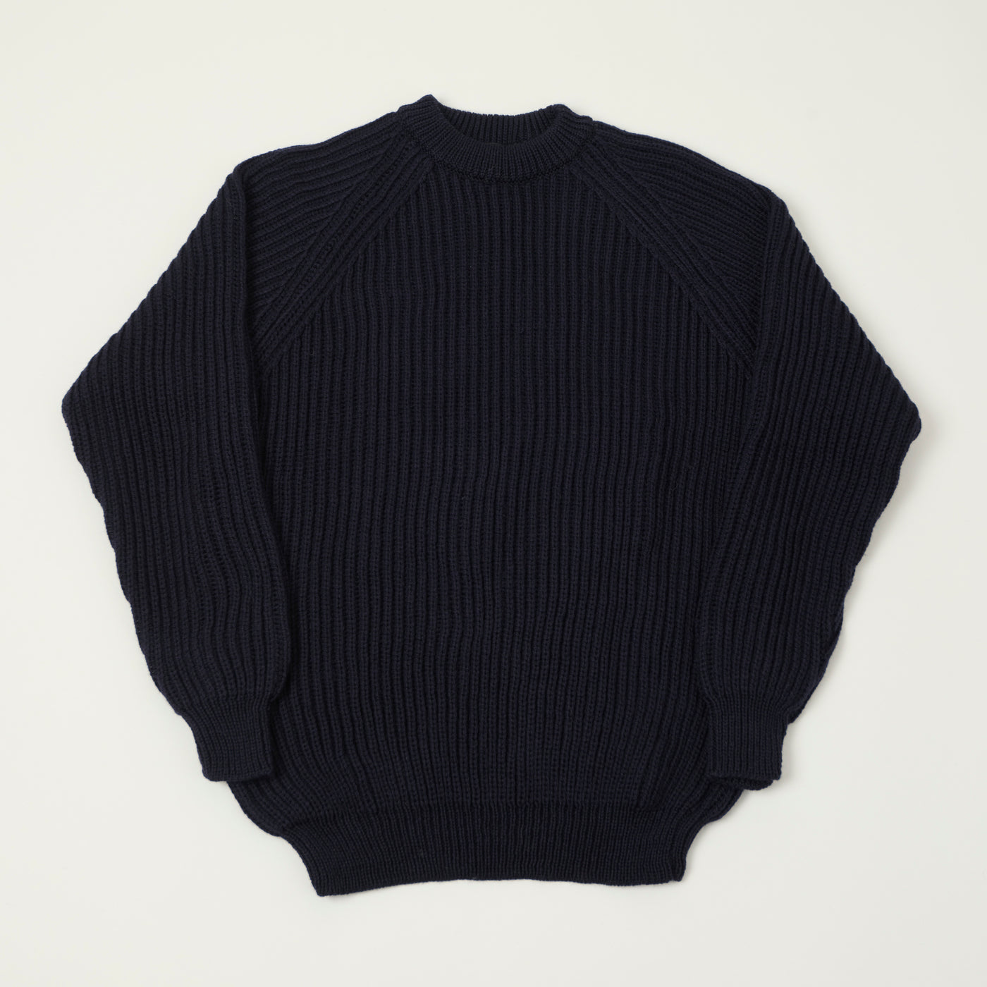Gloverall Ribbed Fisherman Knit Jumper - Navy