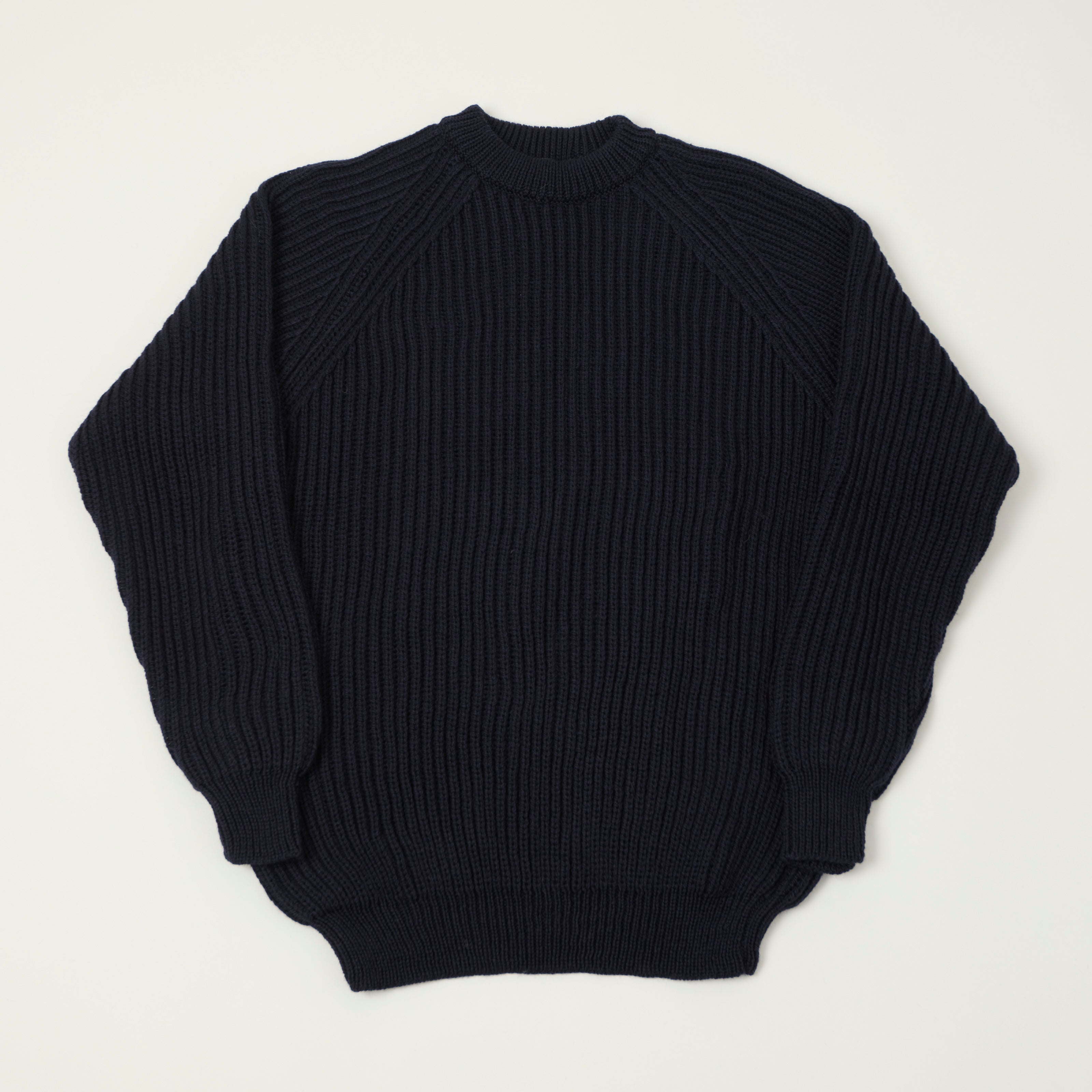 Gloverall Ribbed Fisherman Knit Jumper - Navy