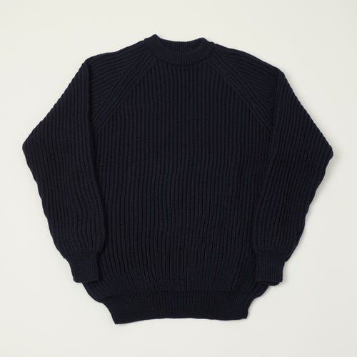 Gloverall Ribbed Fisherman Knit Jumper - Navy