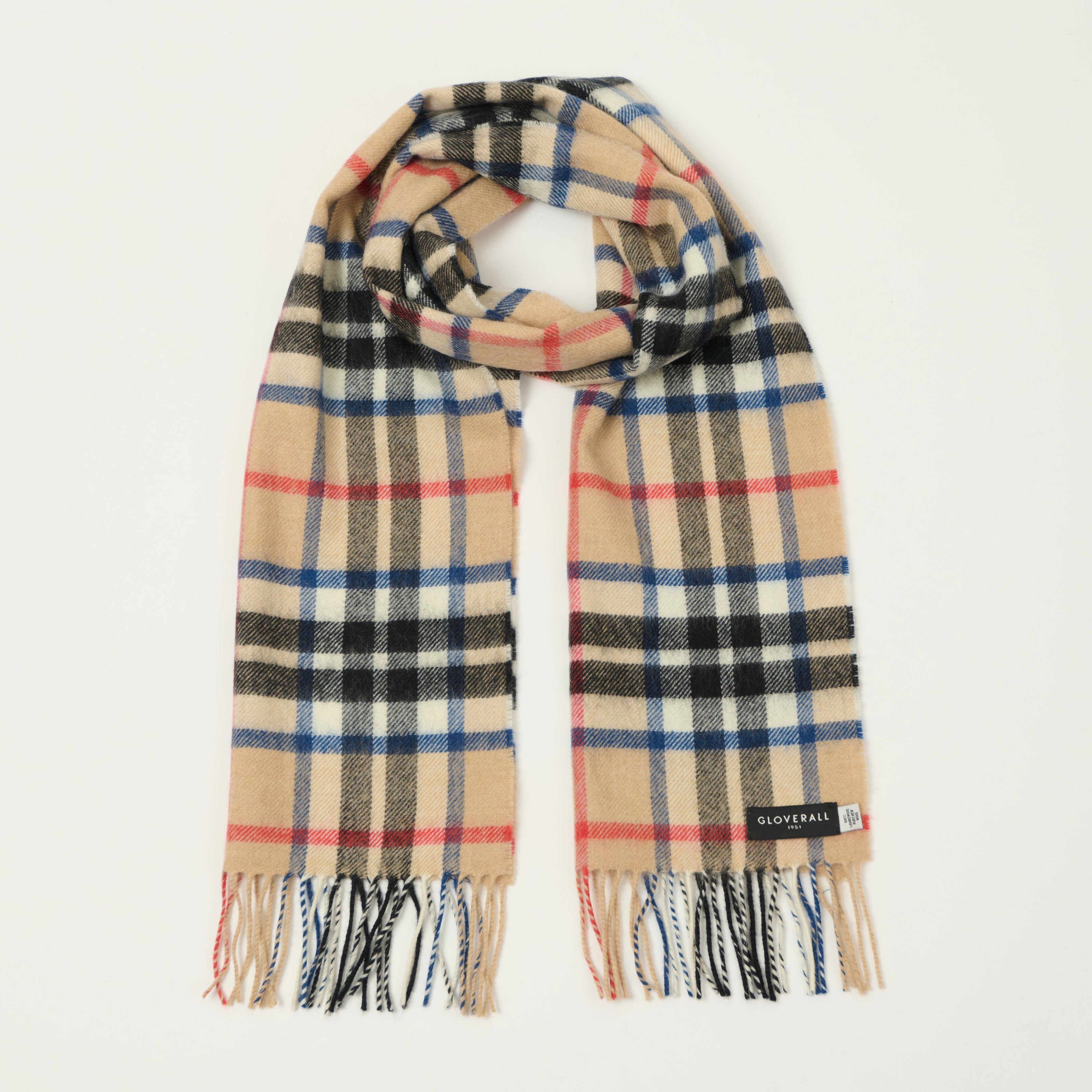 Gloverall Lambswool Tartan Scarf - Thomson Camel