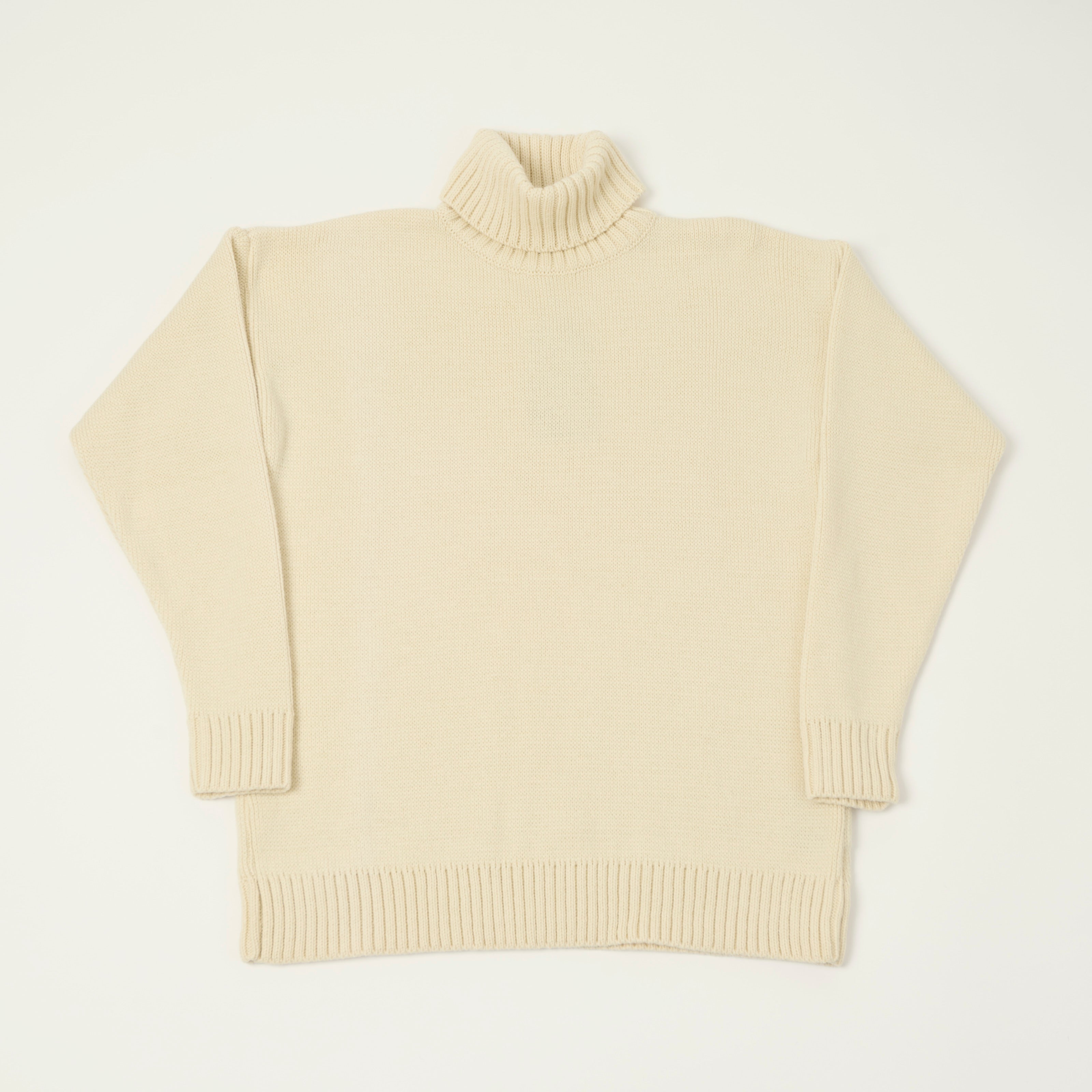 Gloverall 'Submariner' Knit Rollneck Jumper - Ecru