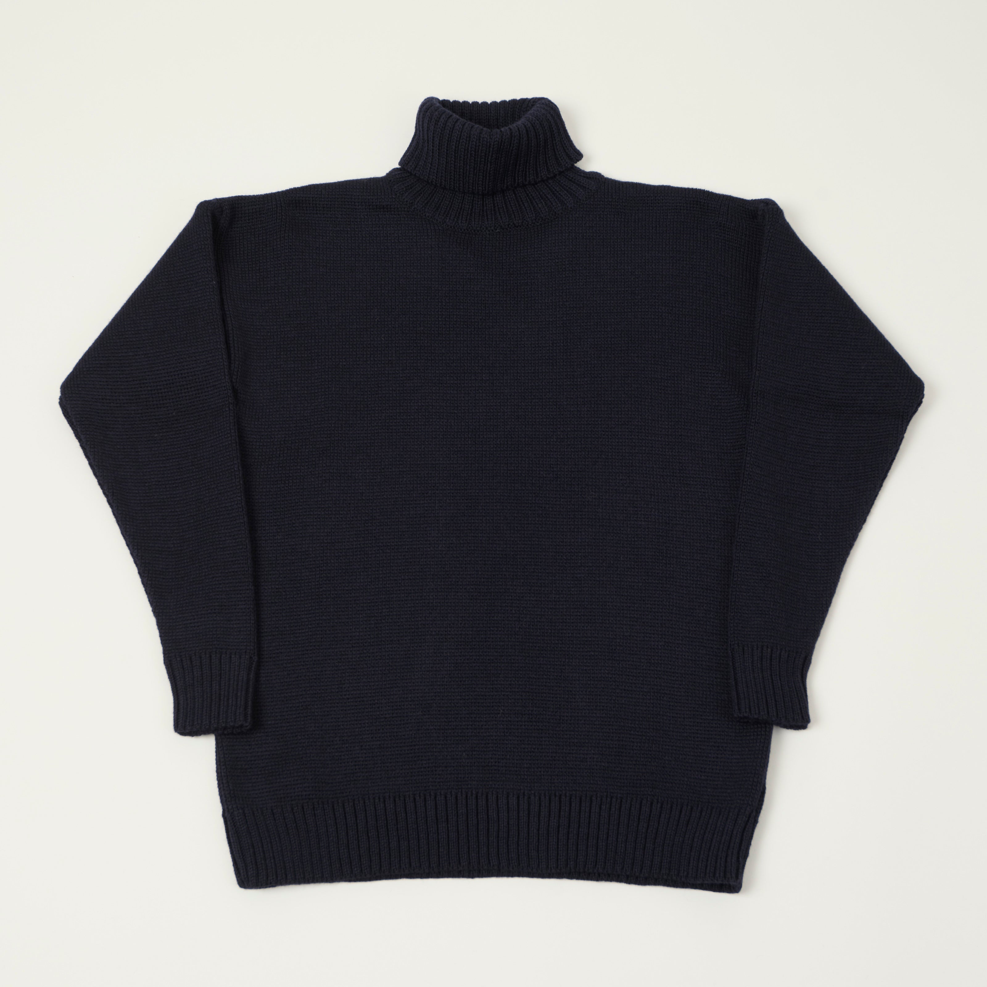 Gloverall 'Submariner' Knit Rollneck Jumper - Navy