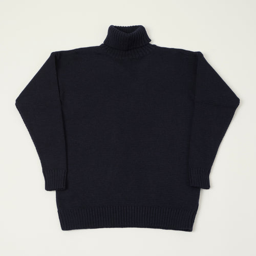 Gloverall 'Submariner' Knit Rollneck Jumper - Navy