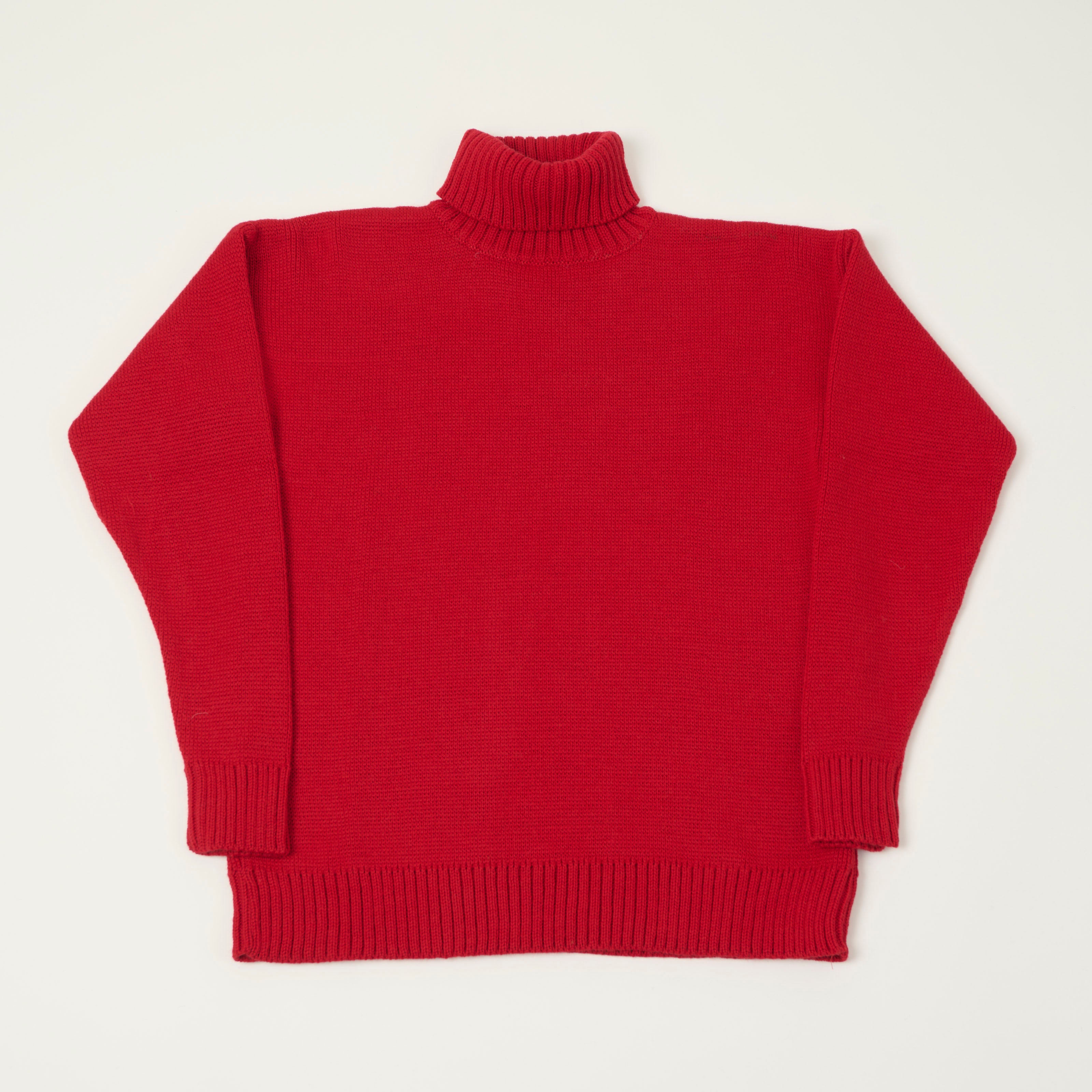 Gloverall 'Submariner' Knit Rollneck Jumper - Red