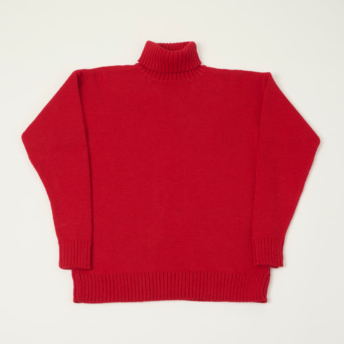 Gloverall 'Submariner' Knit Rollneck Jumper - Red