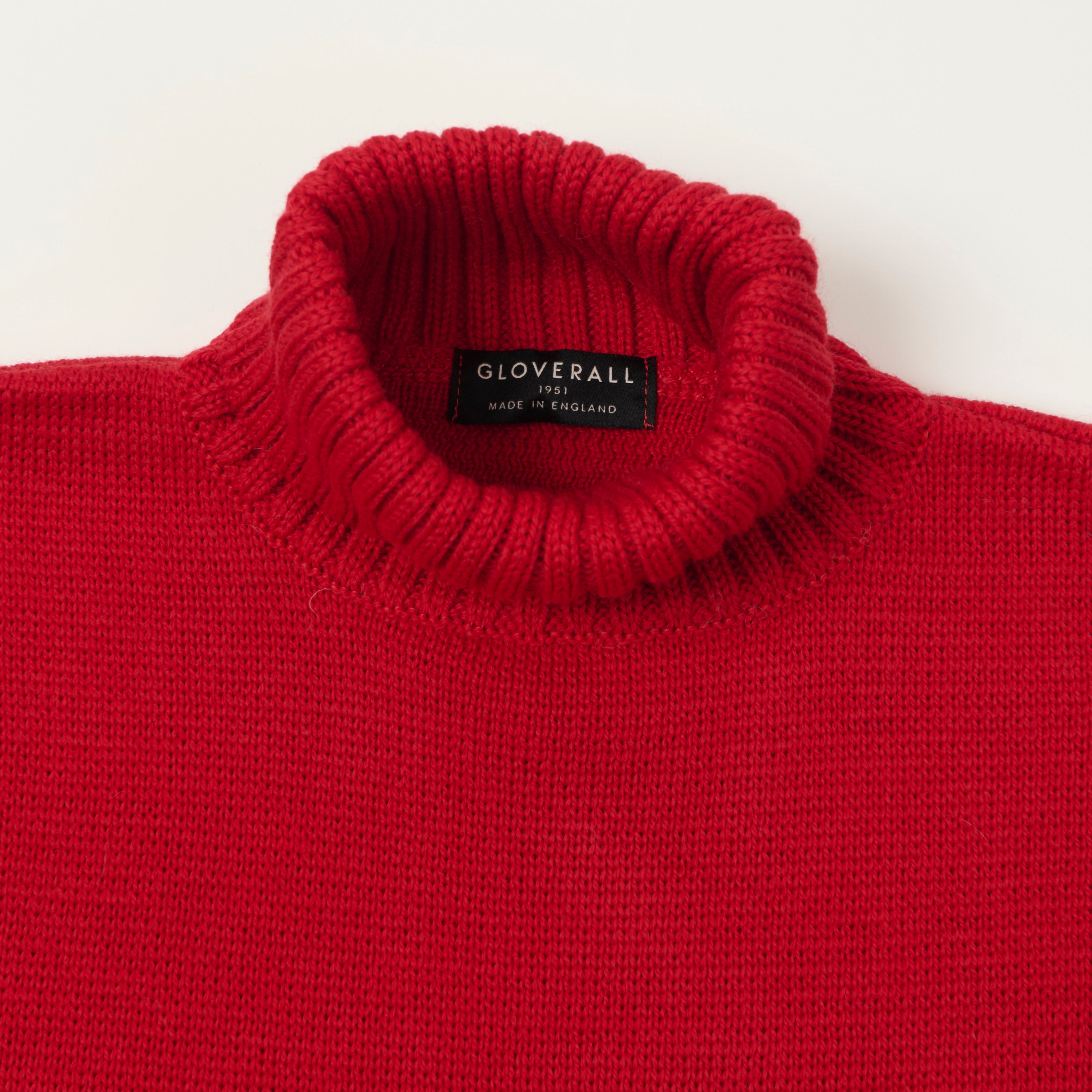 Gloverall 'Submariner' Knit Rollneck Jumper - Red