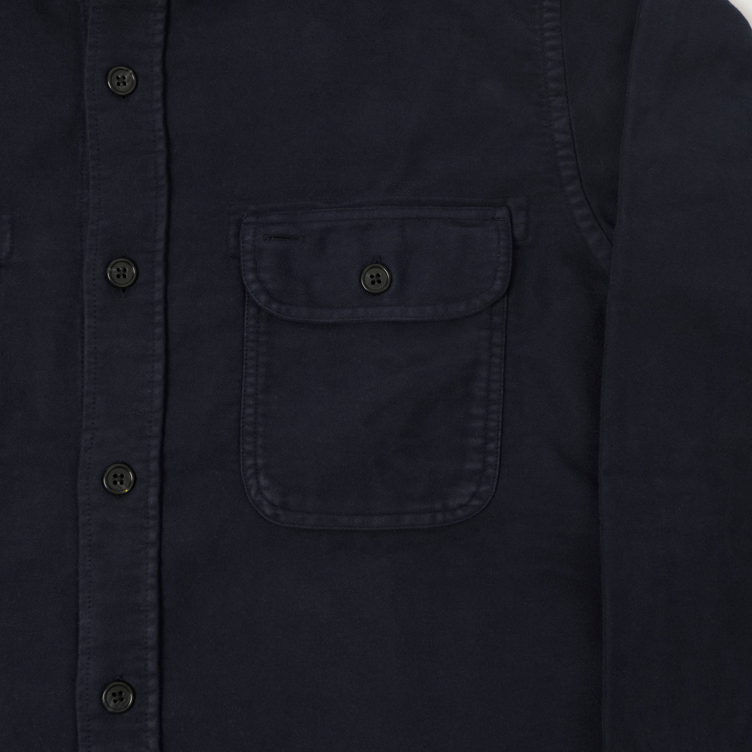 Hartford 'Paco Pat' Brushed Chamois Shirt - Marine Blue