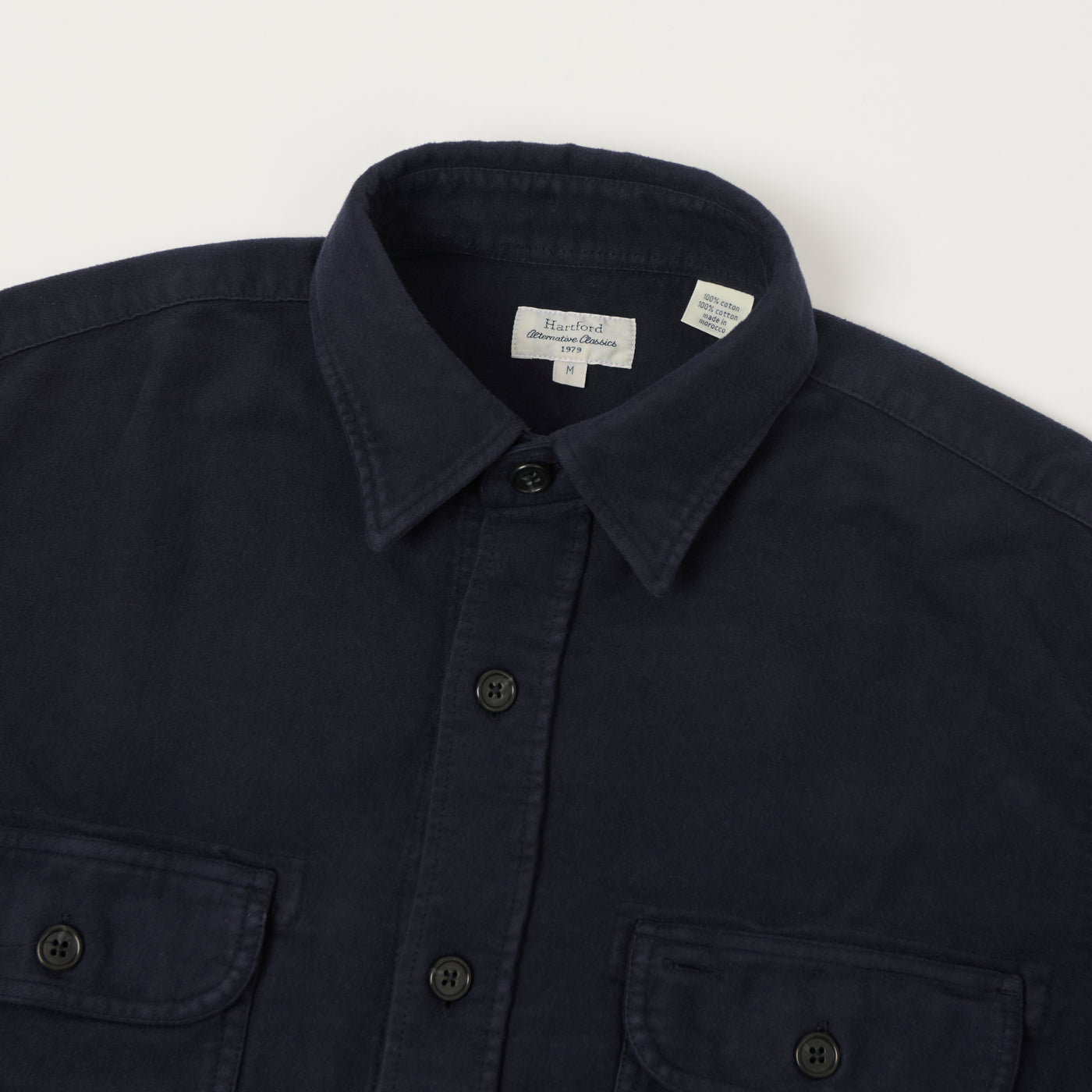 Hartford 'Paco Pat' Brushed Chamois Shirt - Marine Blue