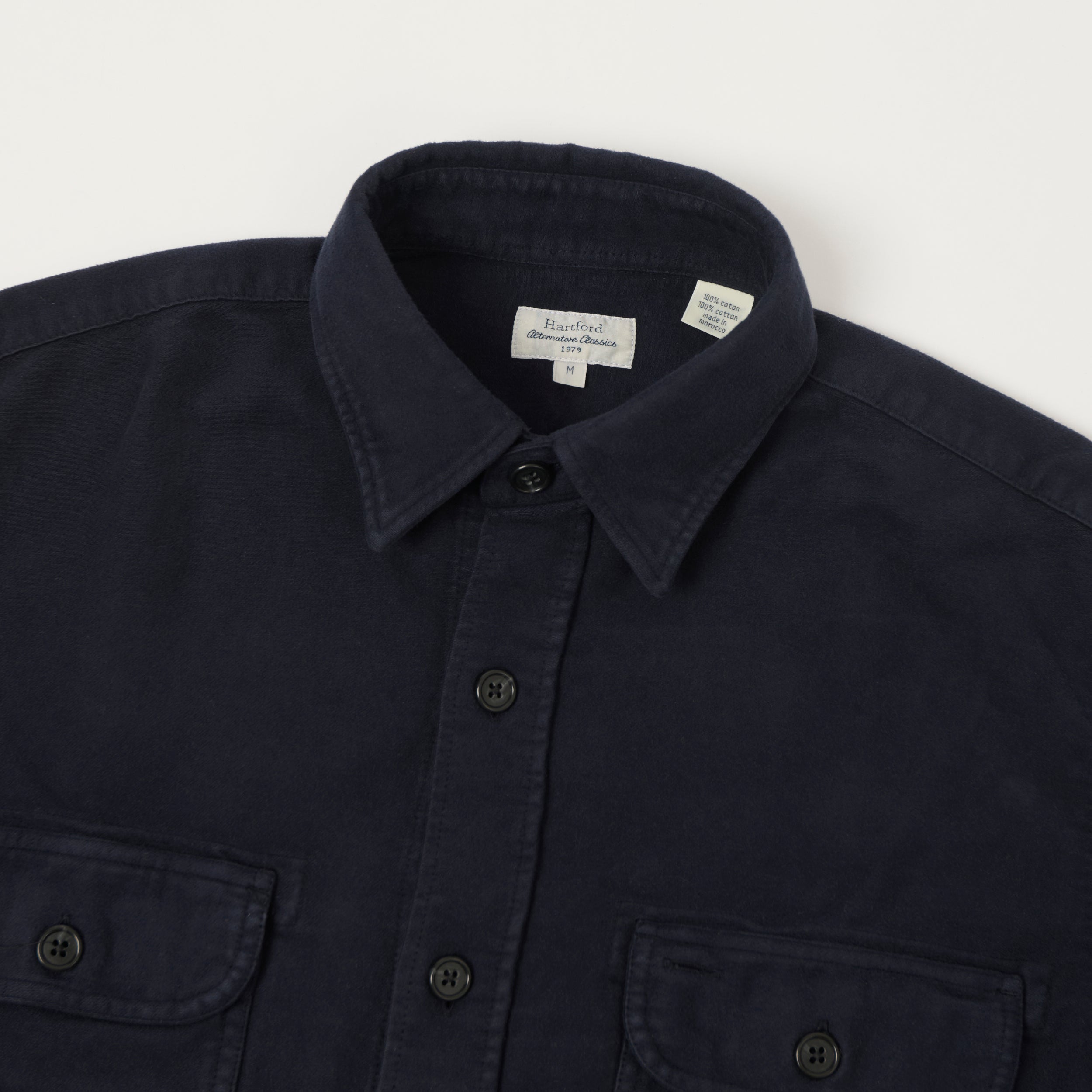 Hartford 'Paco Pat' Brushed Chamois Shirt - Marine Blue