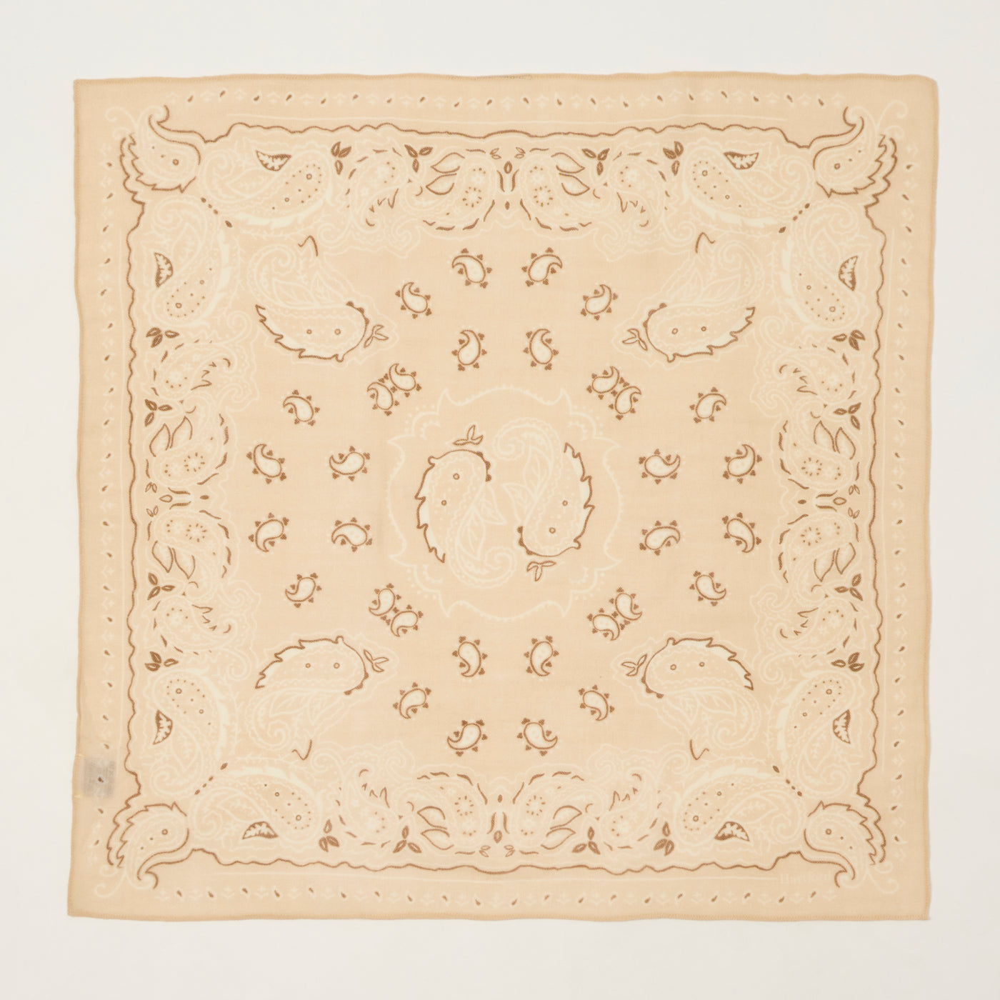 Hartford Paisley Wool Bandana Scarf - Heather Beige