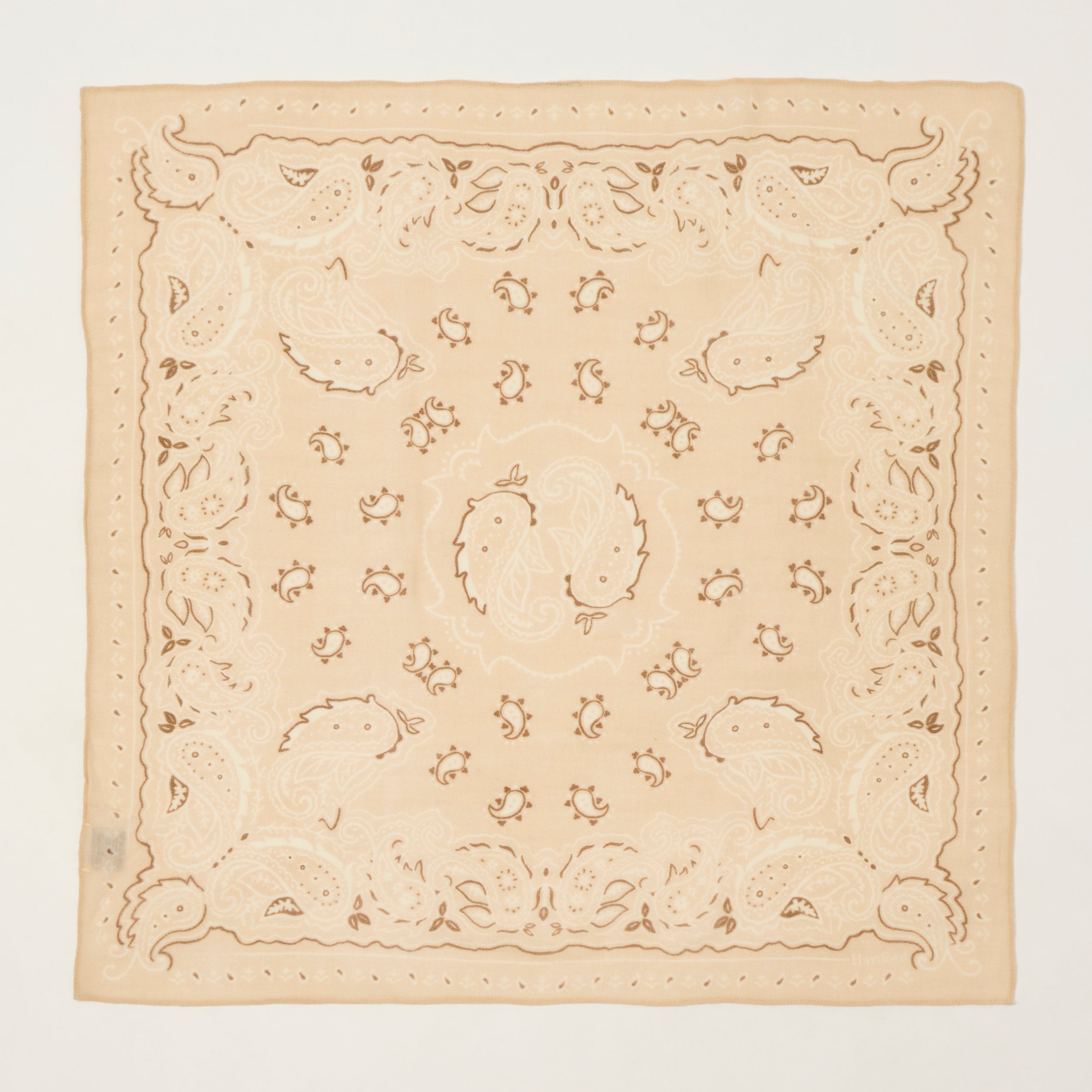 Hartford Paisley Wool Bandana Scarf - Heather Beige