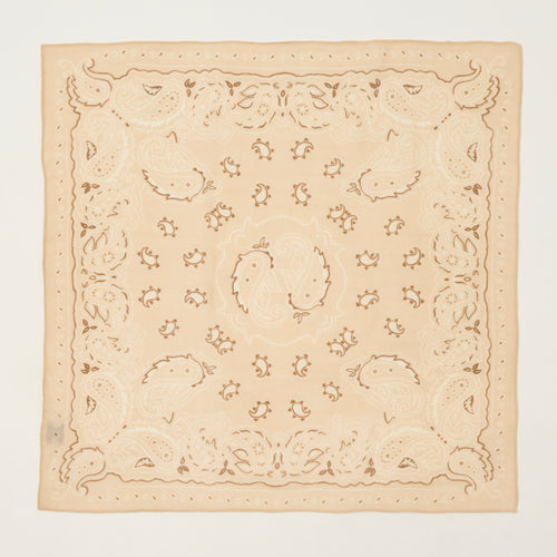 Hartford Paisley Wool Bandana Scarf - Heather Beige