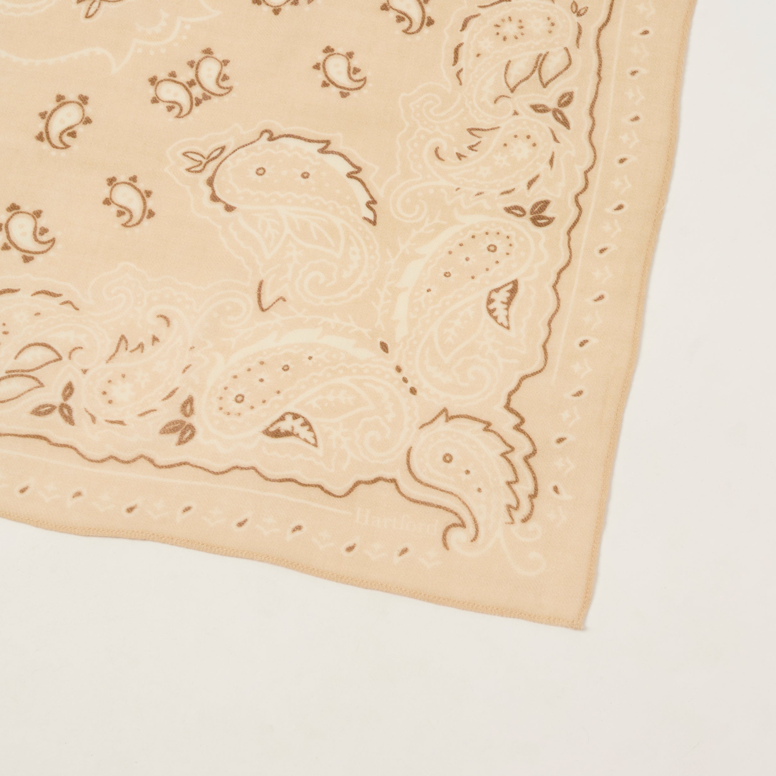 Hartford Paisley Wool Bandana Scarf - Heather Beige