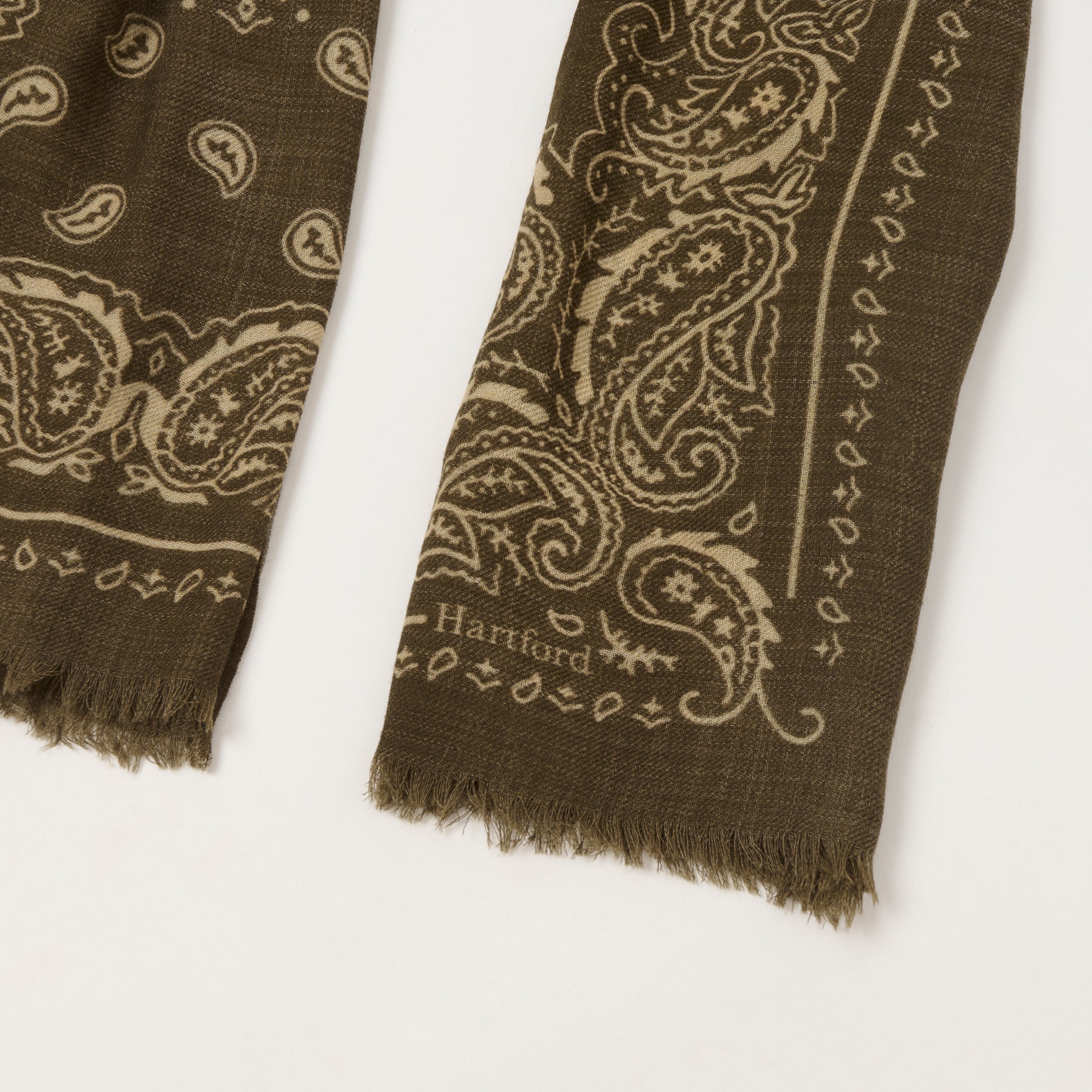 Hartford Paisley Wool Bandana Scarf - Camo