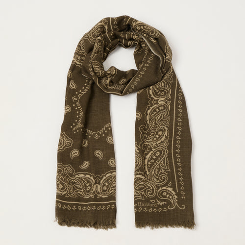 Hartford Paisley Wool Bandana Scarf - Camo