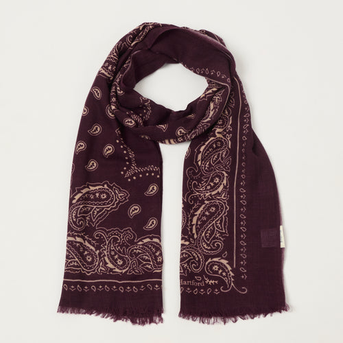 Hartford Paisley Wool Bandana Scarf - Wine