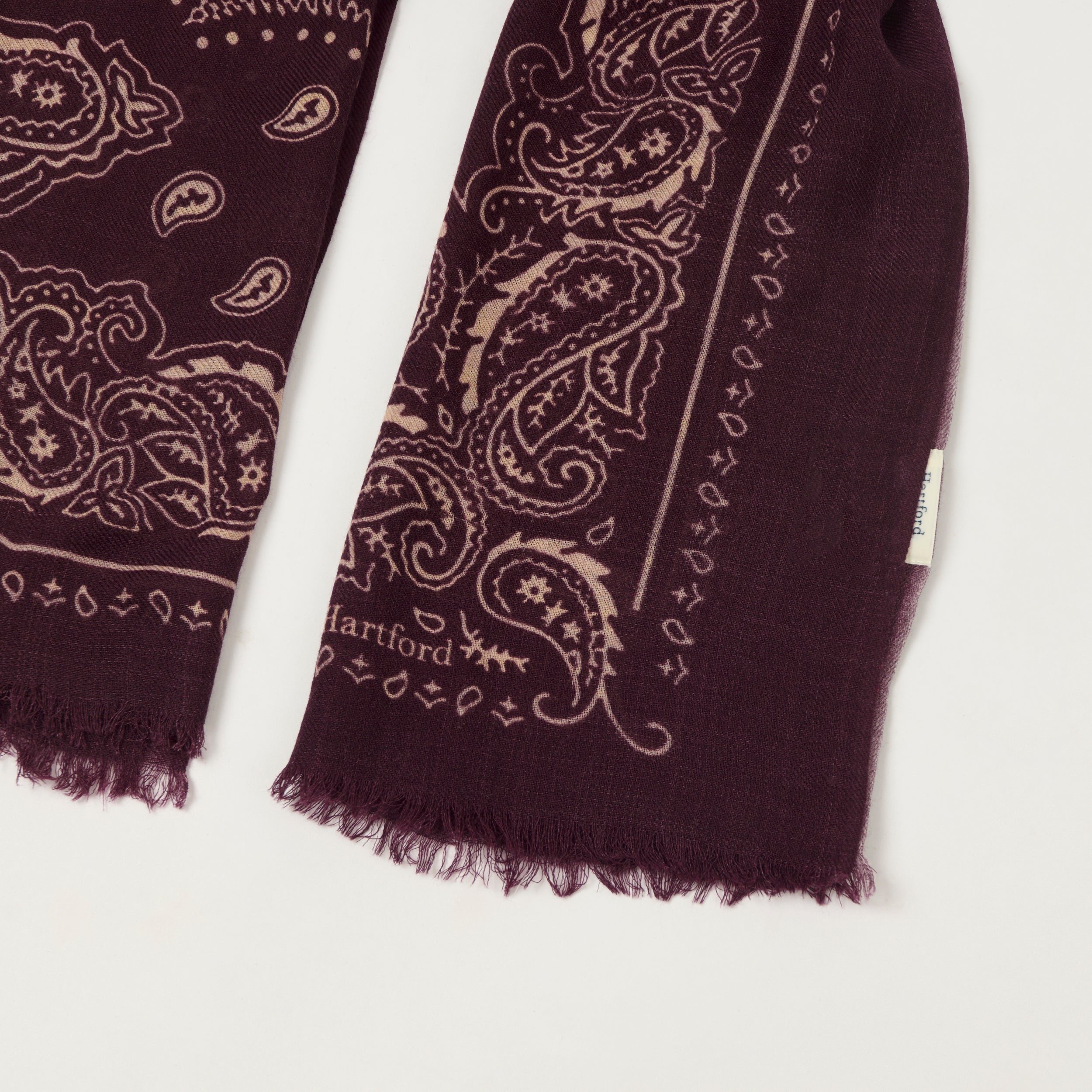 Hartford Paisley Wool Bandana Scarf - Wine