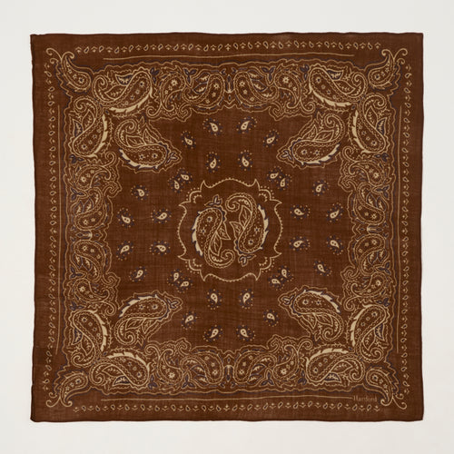 Hartford Paisley Wool Bandana Scarf - Peanut