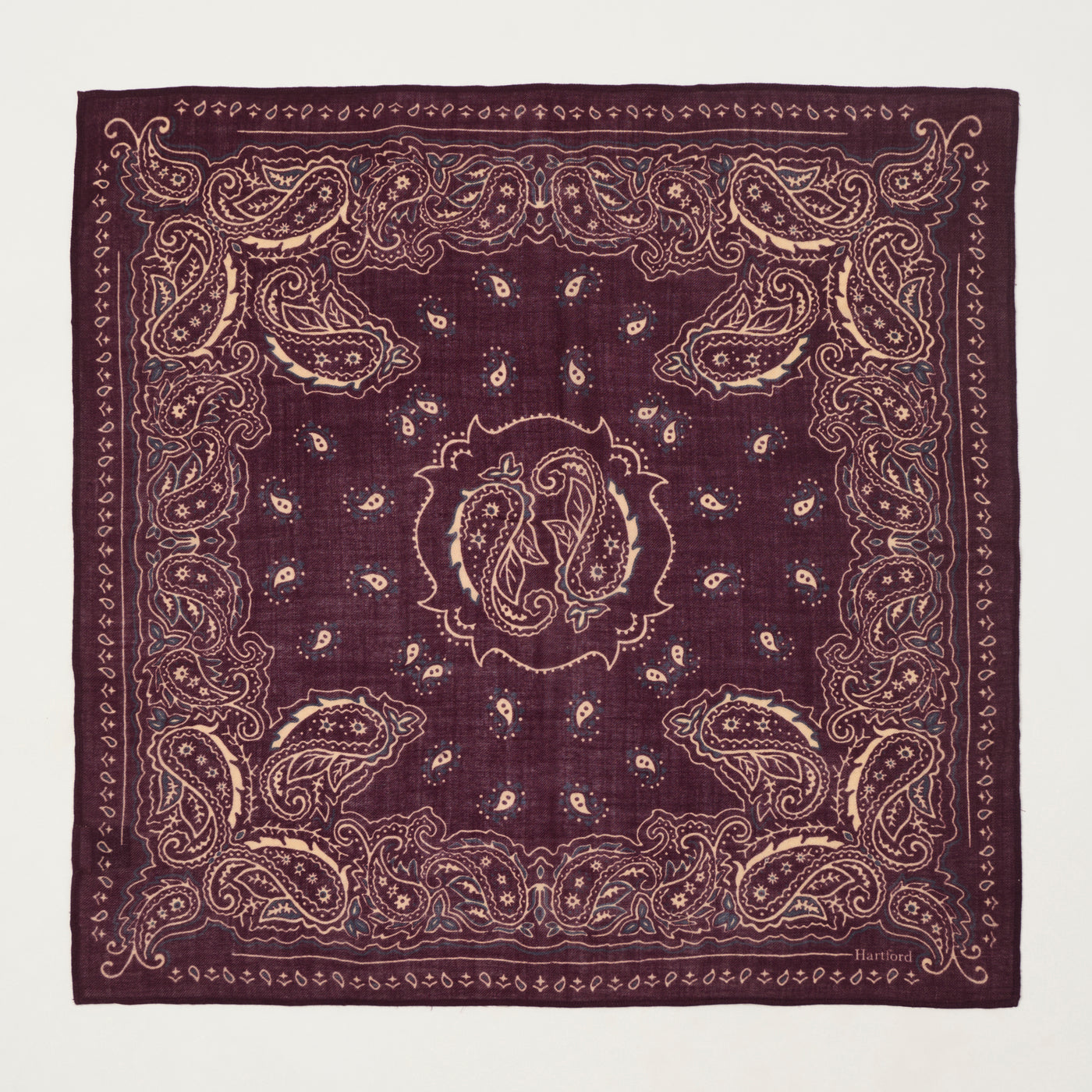 Hartford Paisley Wool Bandana - Wine