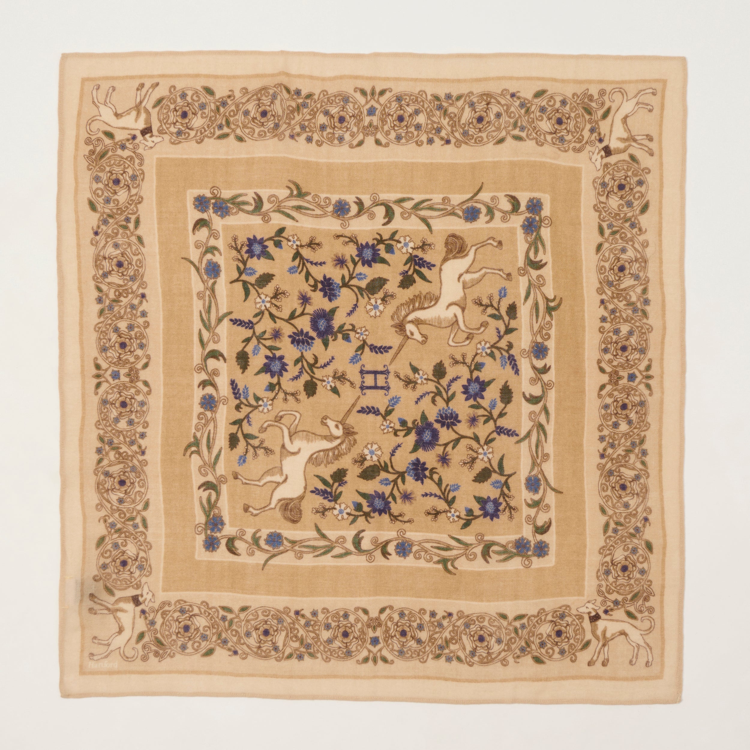 Hartford 'Unicorn' Wool Bandana Scarf - Beige