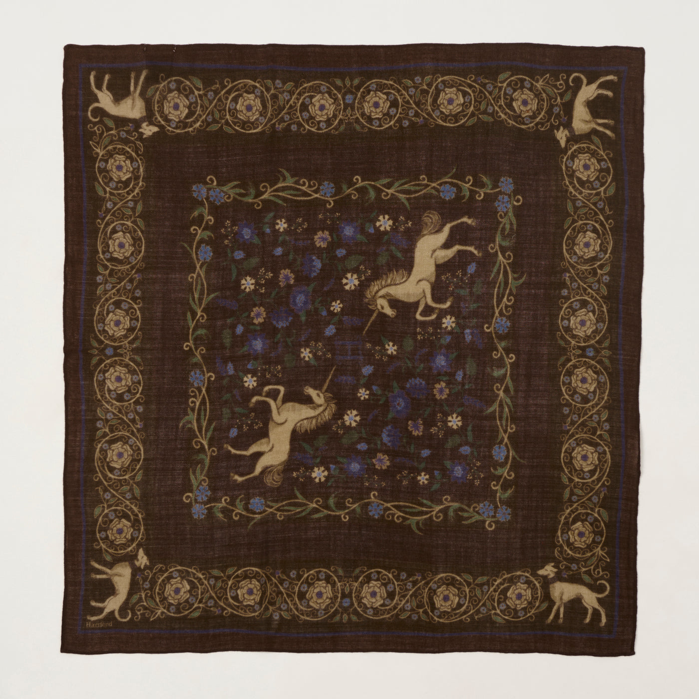 Hartford 'Unicorn' Wool Bandana Scarf - Brown