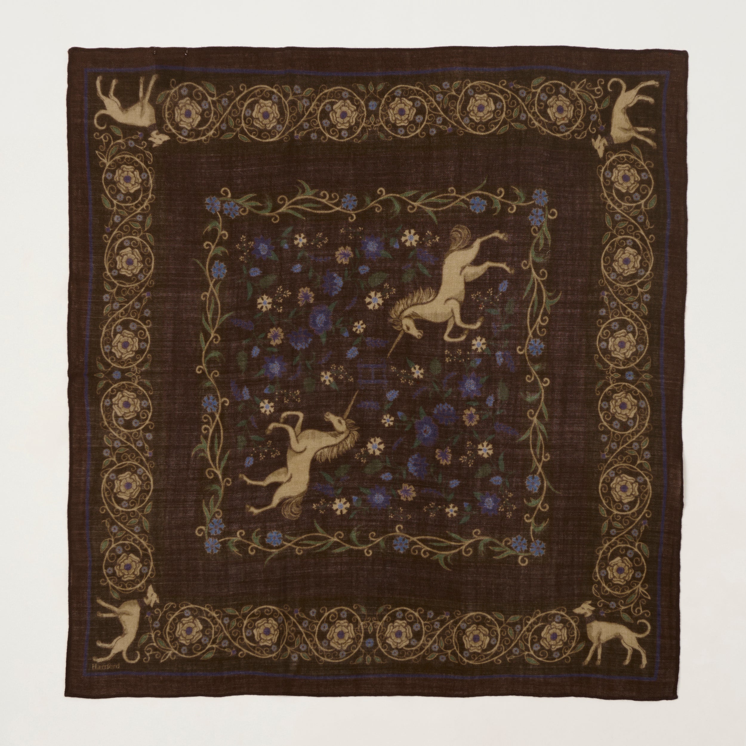 Hartford 'Unicorn' Wool Bandana Scarf - Brown