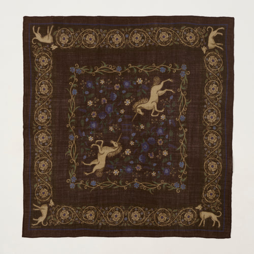 Hartford 'Unicorn' Wool Bandana Scarf - Brown