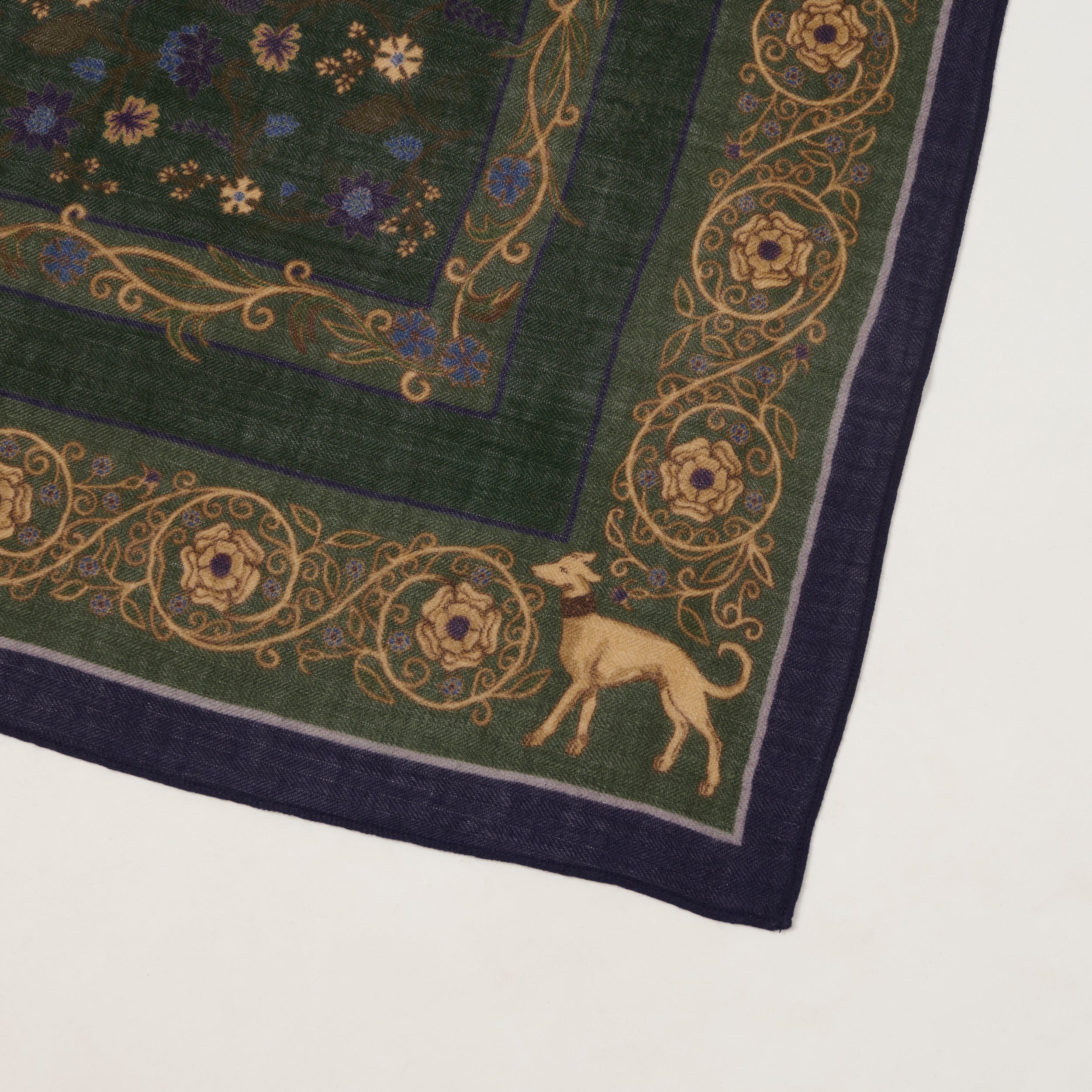 Hartford 'Unicorn' Wool Bandana Scarf - Green