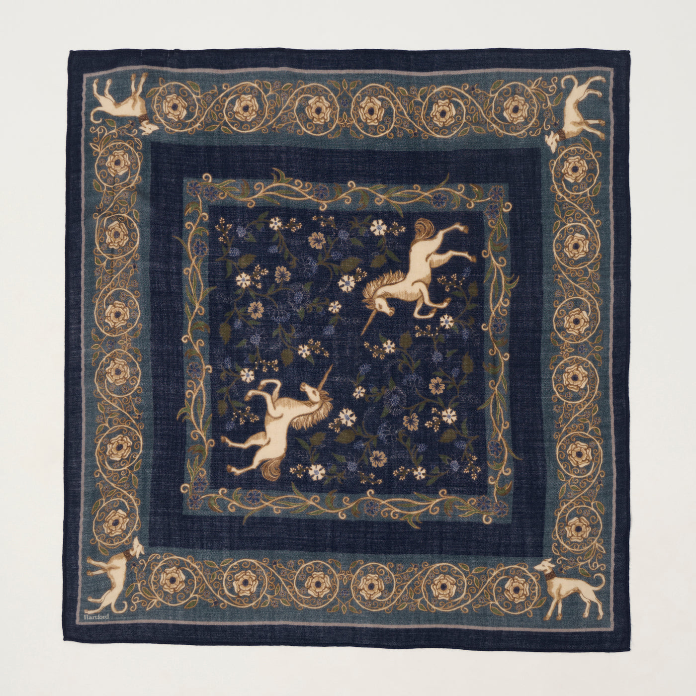 Hartford 'Unicorn' Wool Bandana Scarf - Navy