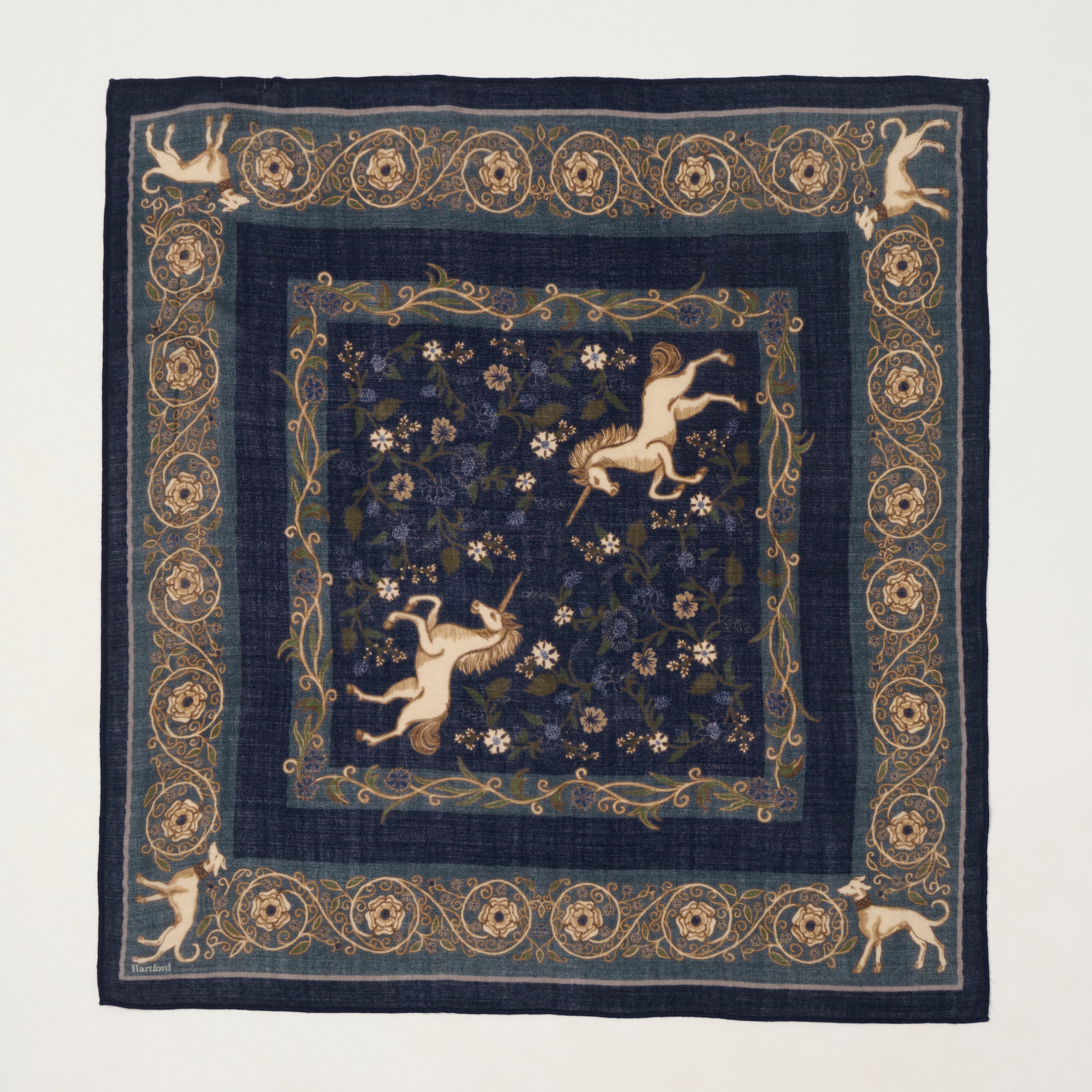 Hartford 'Unicorn' Wool Bandana Scarf - Navy