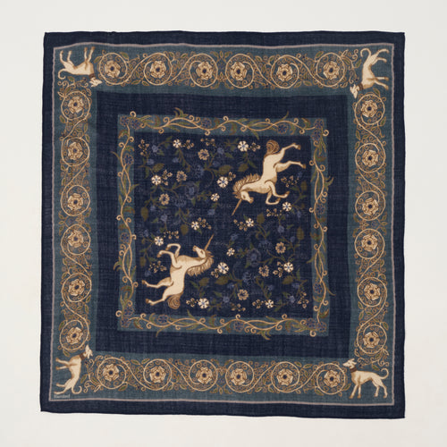 Hartford 'Unicorn' Wool Bandana Scarf - Navy