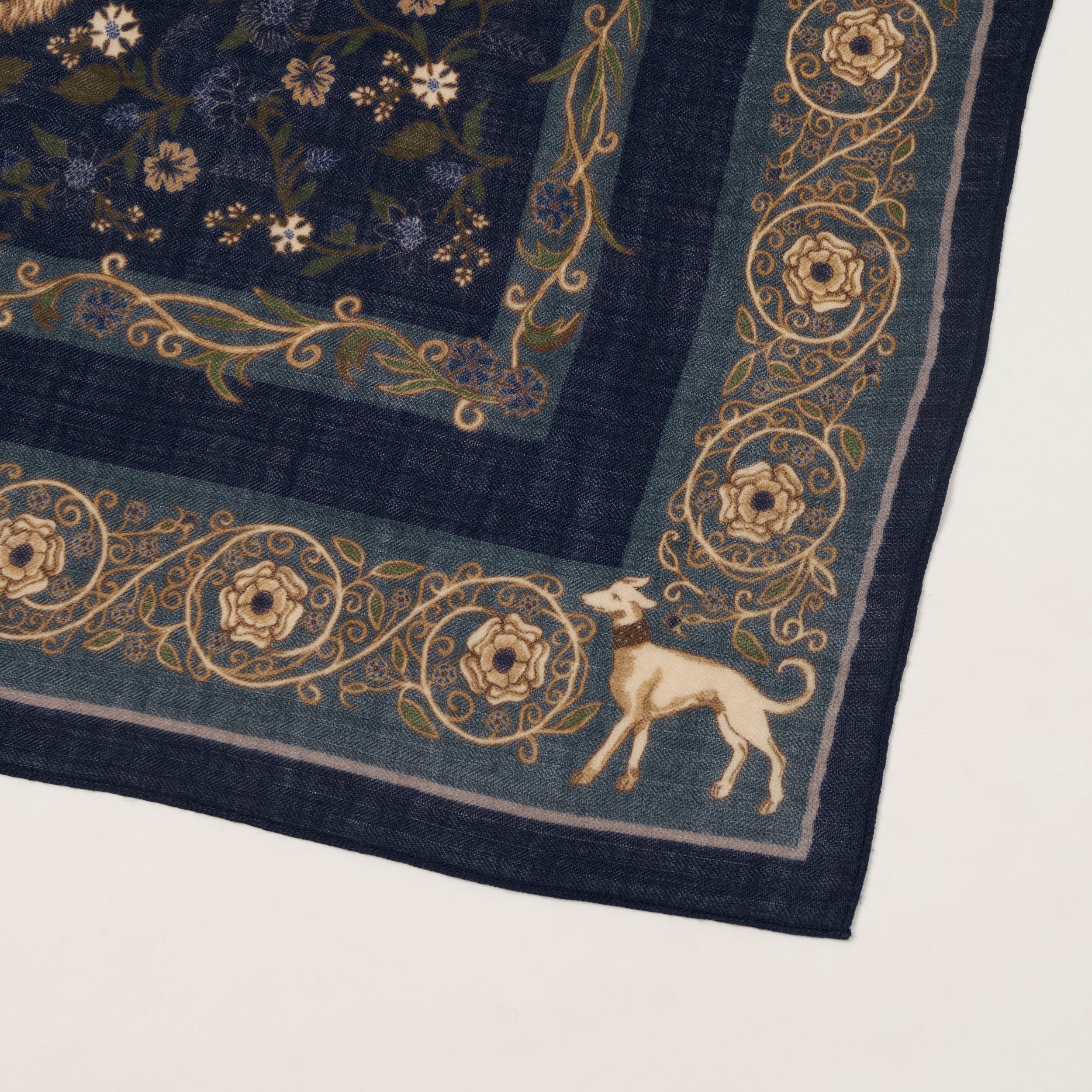 Hartford 'Unicorn' Wool Bandana Scarf - Navy