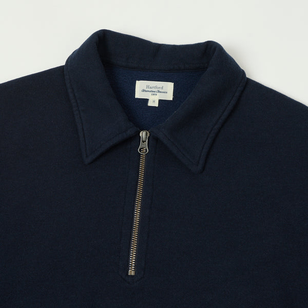 Hartford Zipper L/S Polo - Dark Marine