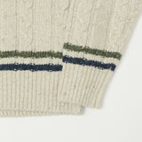 Hartford Donegal V-Neck Jumper - Ecru/Indigo/Army