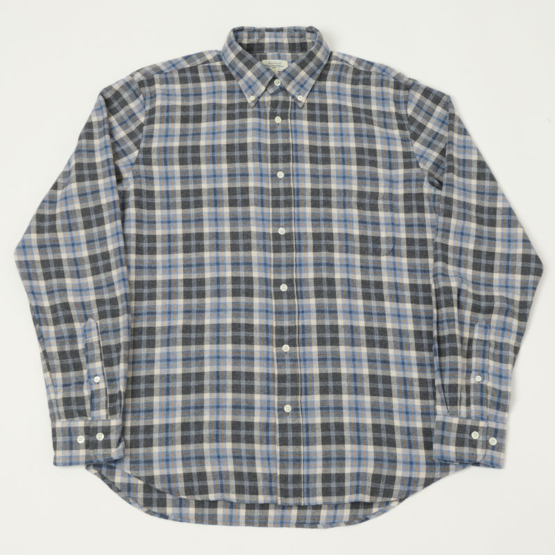 Hartford 'Pitt' Check Flannel Shirt - Blue/Charcoal