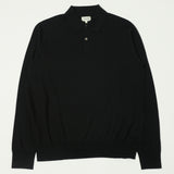 Hartford Knitted Long Sleeve Merino Polo - Black