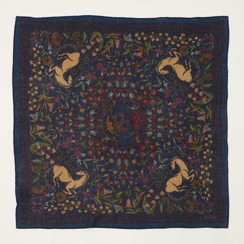 Hartford 'Unicorn' Wool Bandana Scarf - Indigo