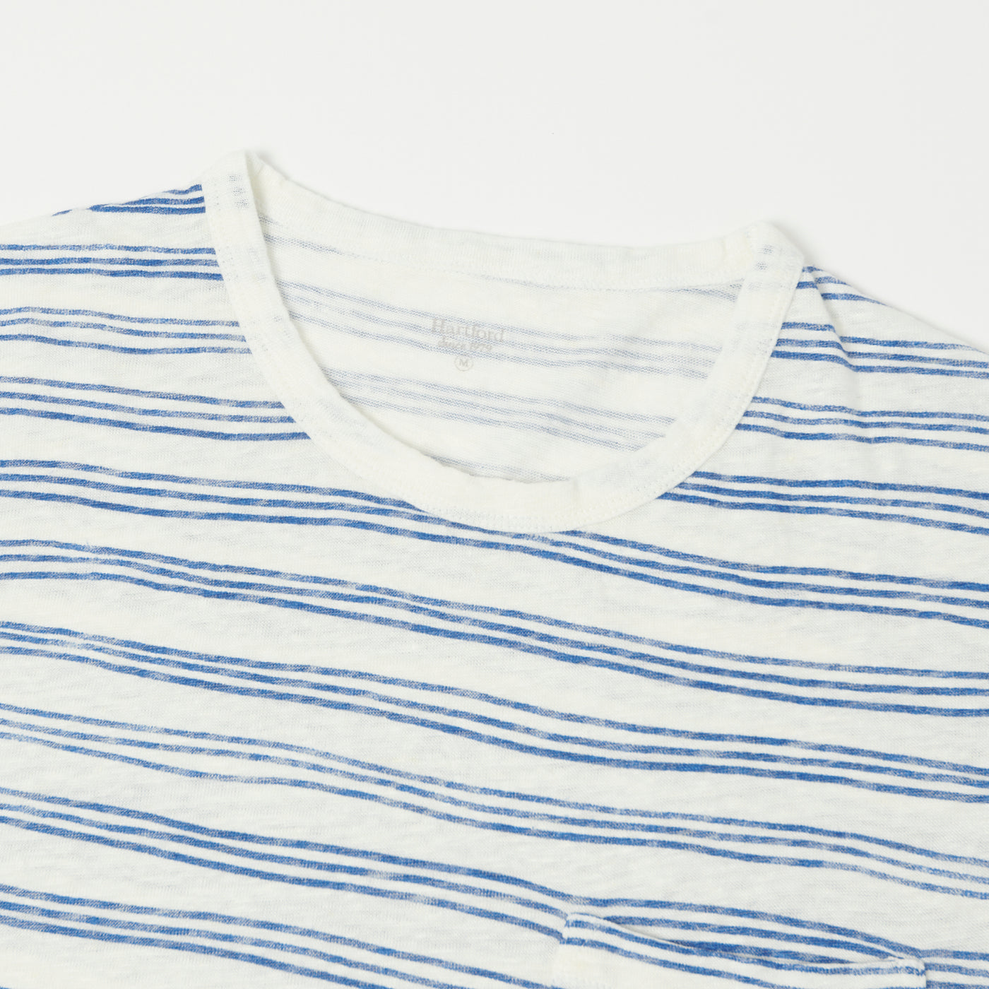 Hartford Linen Painted Stripe T-Shirt - White/Blue