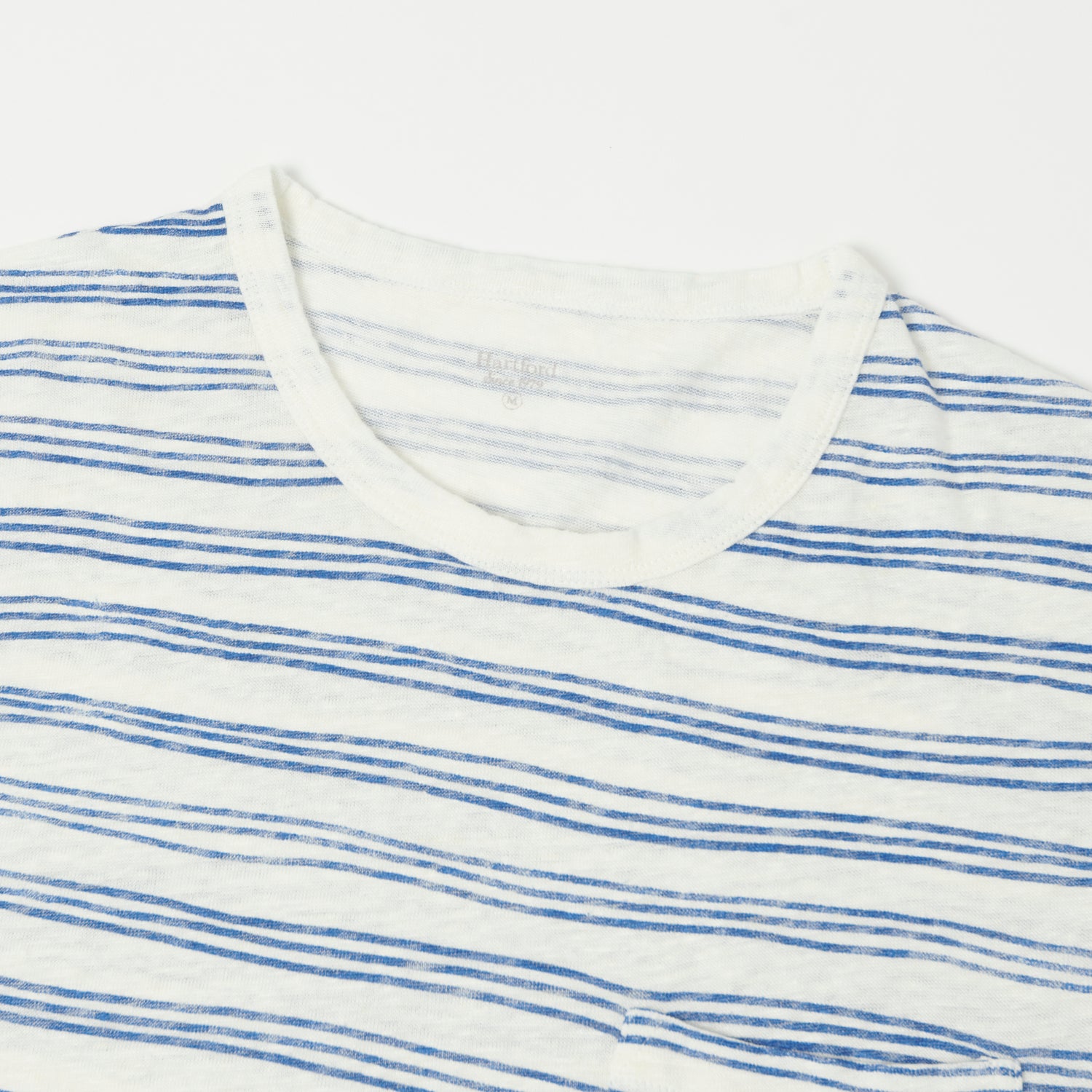 Hartford Linen Painted Stripe T-Shirt - White/Blue